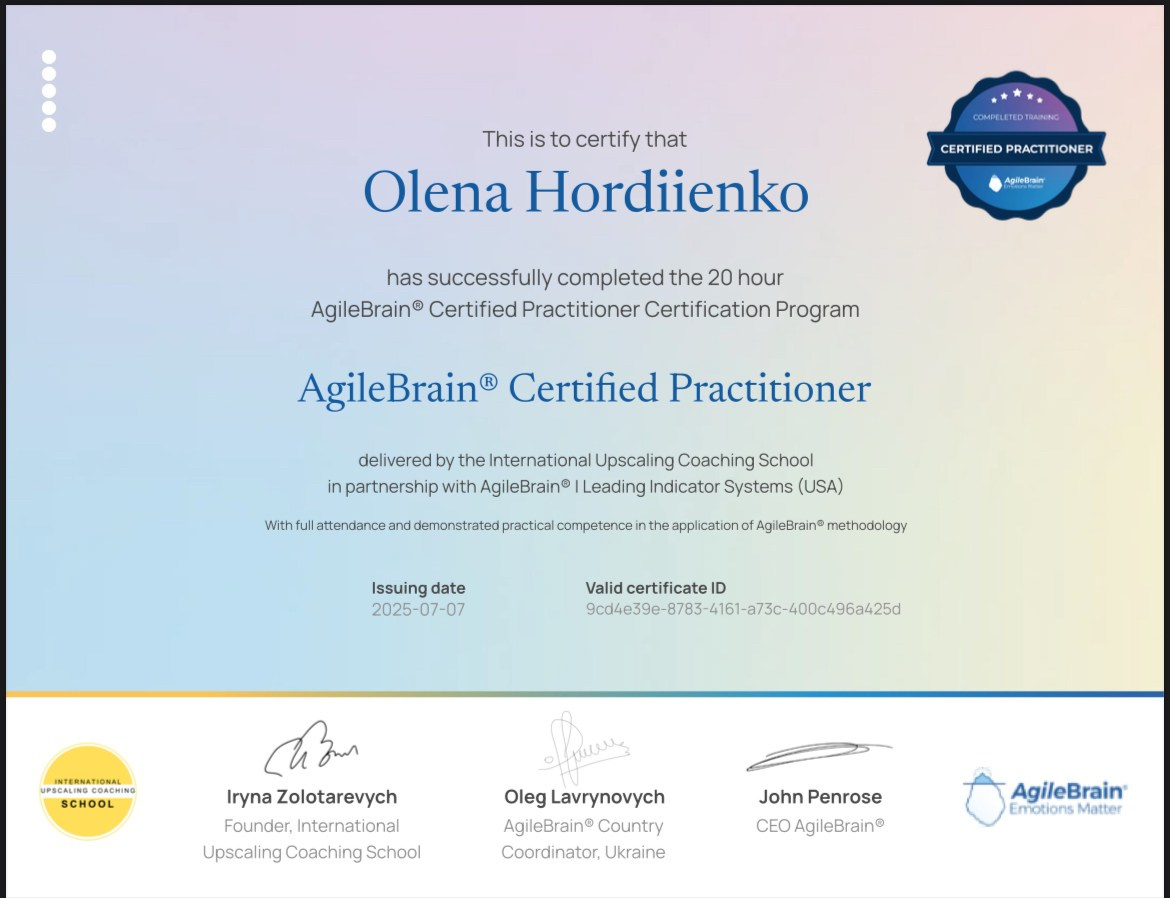 About me. Elena Hordiienko