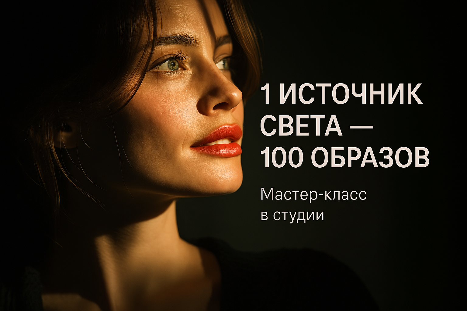 Баннер мастер-класса по фотосъёмке с одним источником света, студийный курс