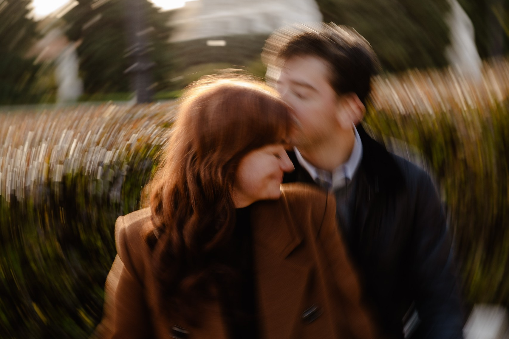 Beautiful couple in the morning in Royal Palace, Madrid.
