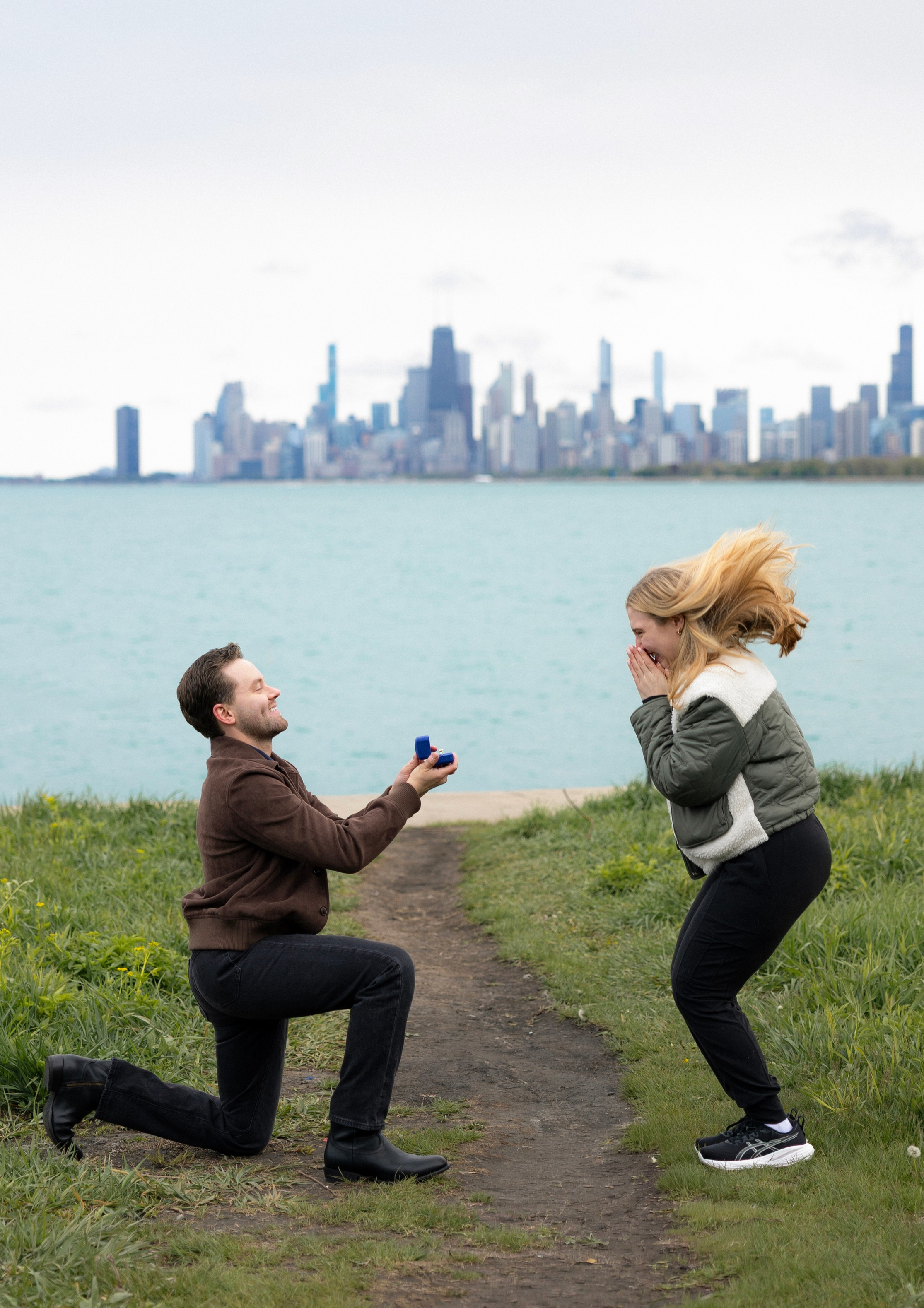 Romantic intimate wedding moment, couple holding each other closely in Chicago