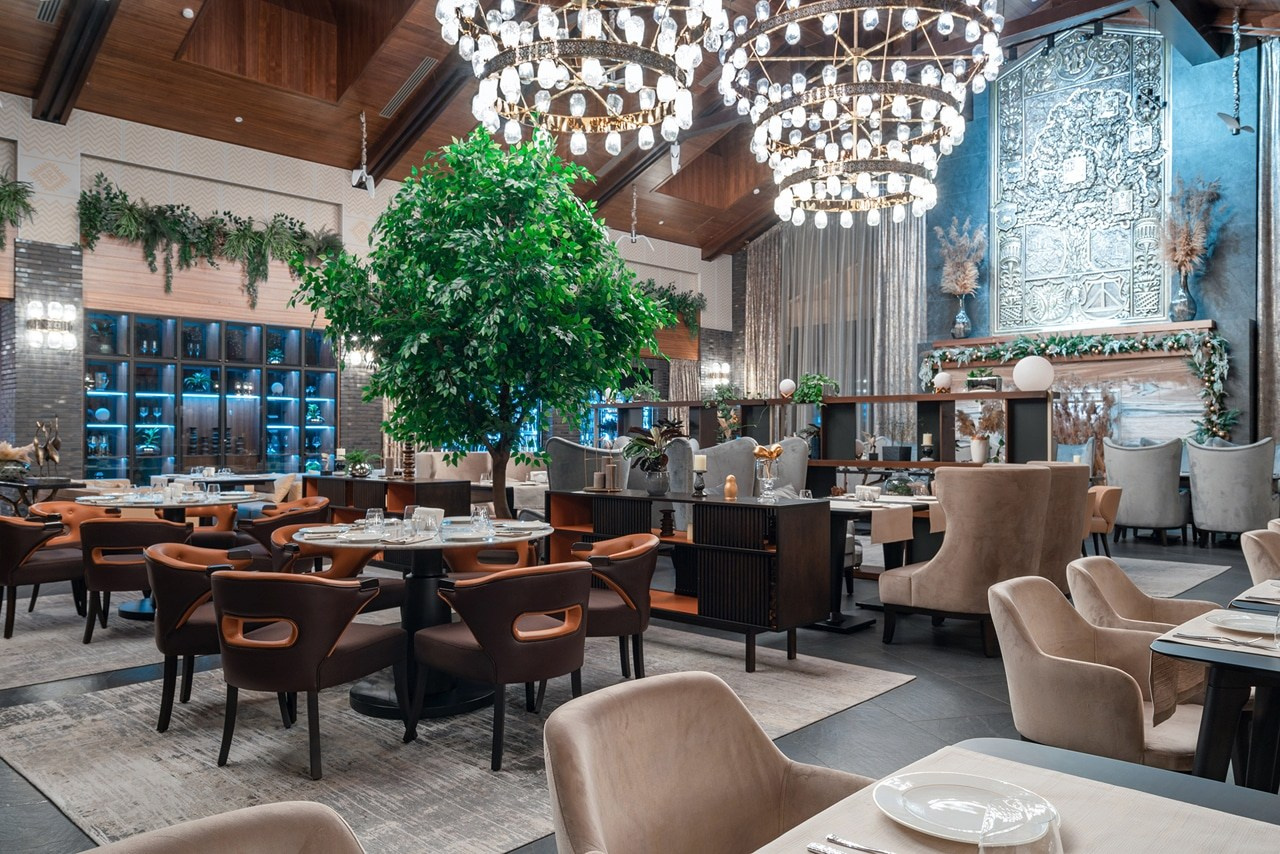 RESTAURANT WITH ELEMENTS OF NATURE. Interior Design & 3D Rendering | Alena Bulataya Design Buro