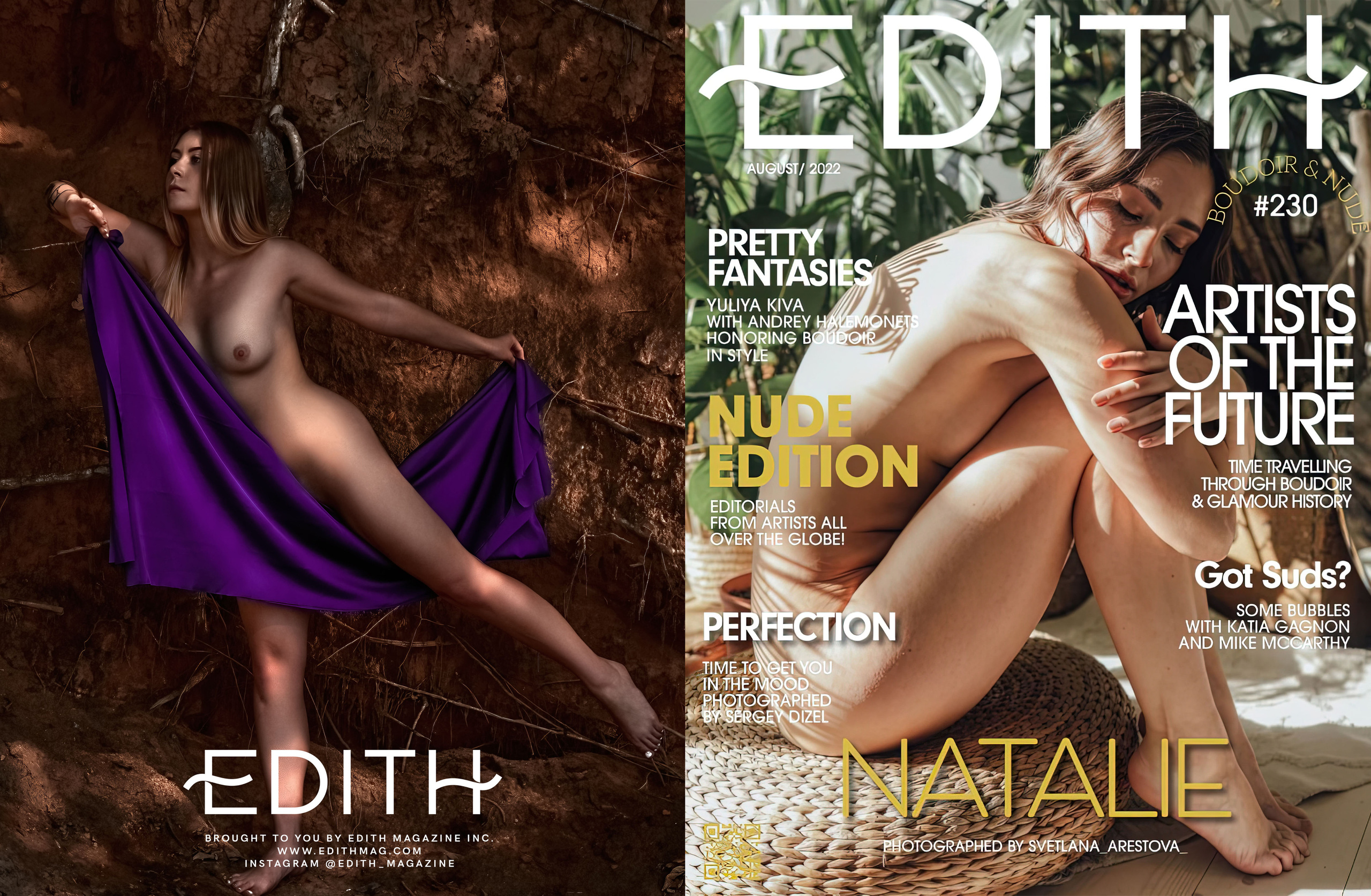 Ню фотосессия для шдянцевого журнала. Обложка журнала.