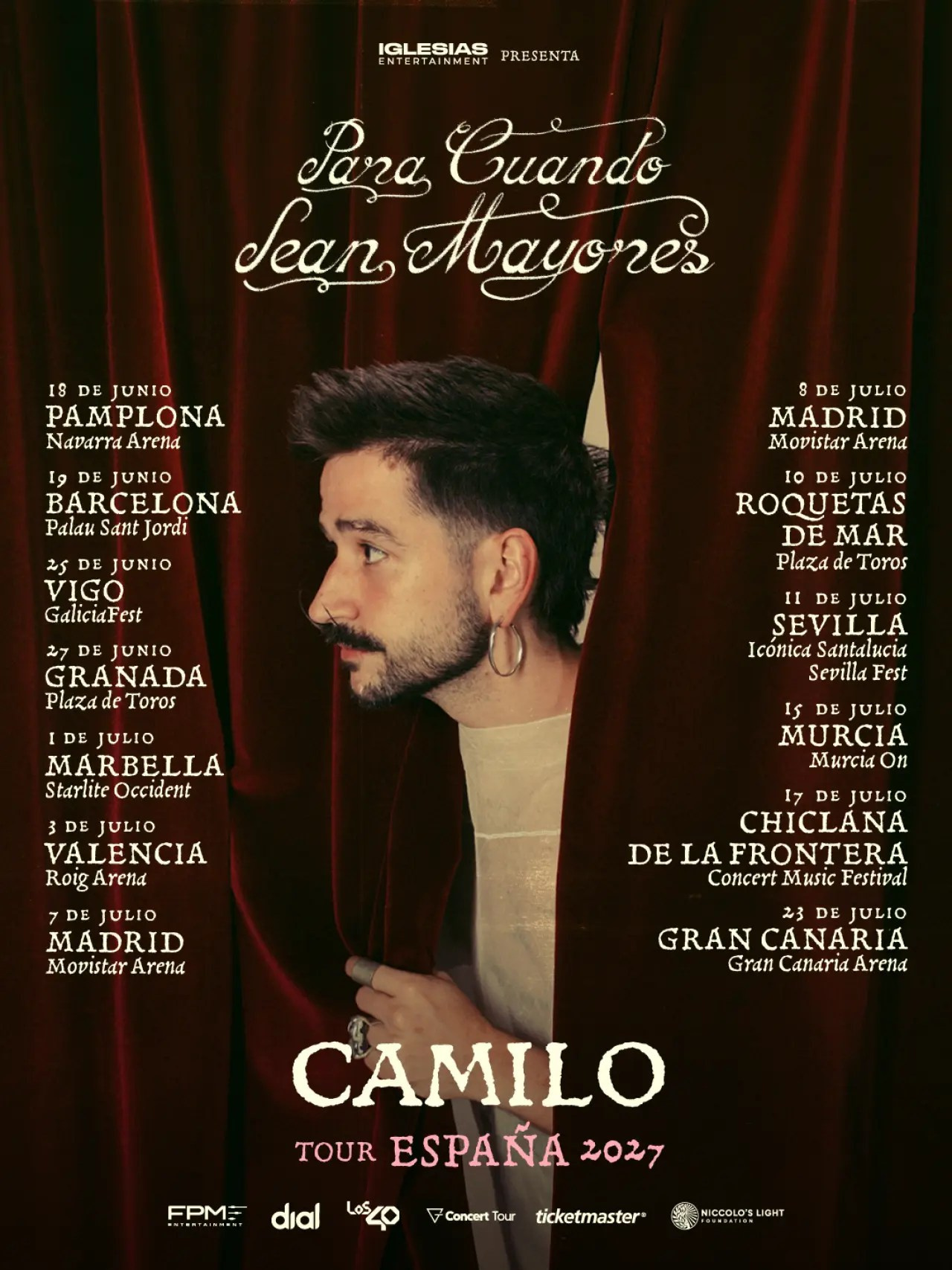 Camilo anuncia 13 conciertos en España para el verano de 2027 con su gira Para Cuando Sean Mayores Tour | FOTKAI