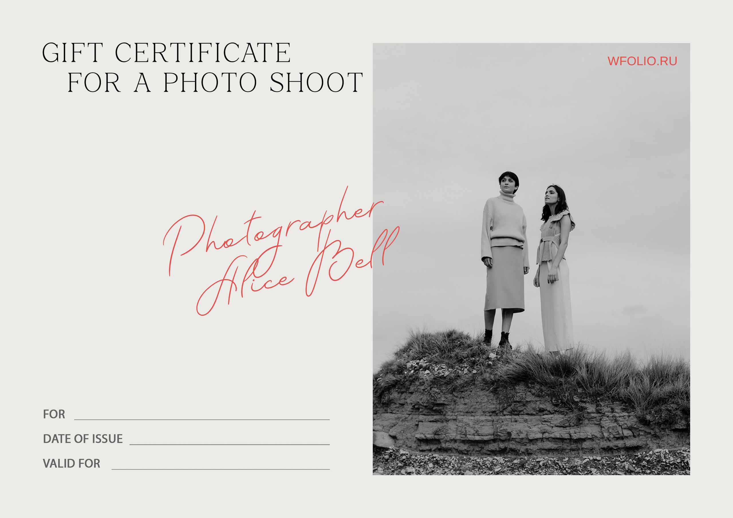 Gift certificates for photo shoots in NYC. Alice Bell — Wedding photographer in New York