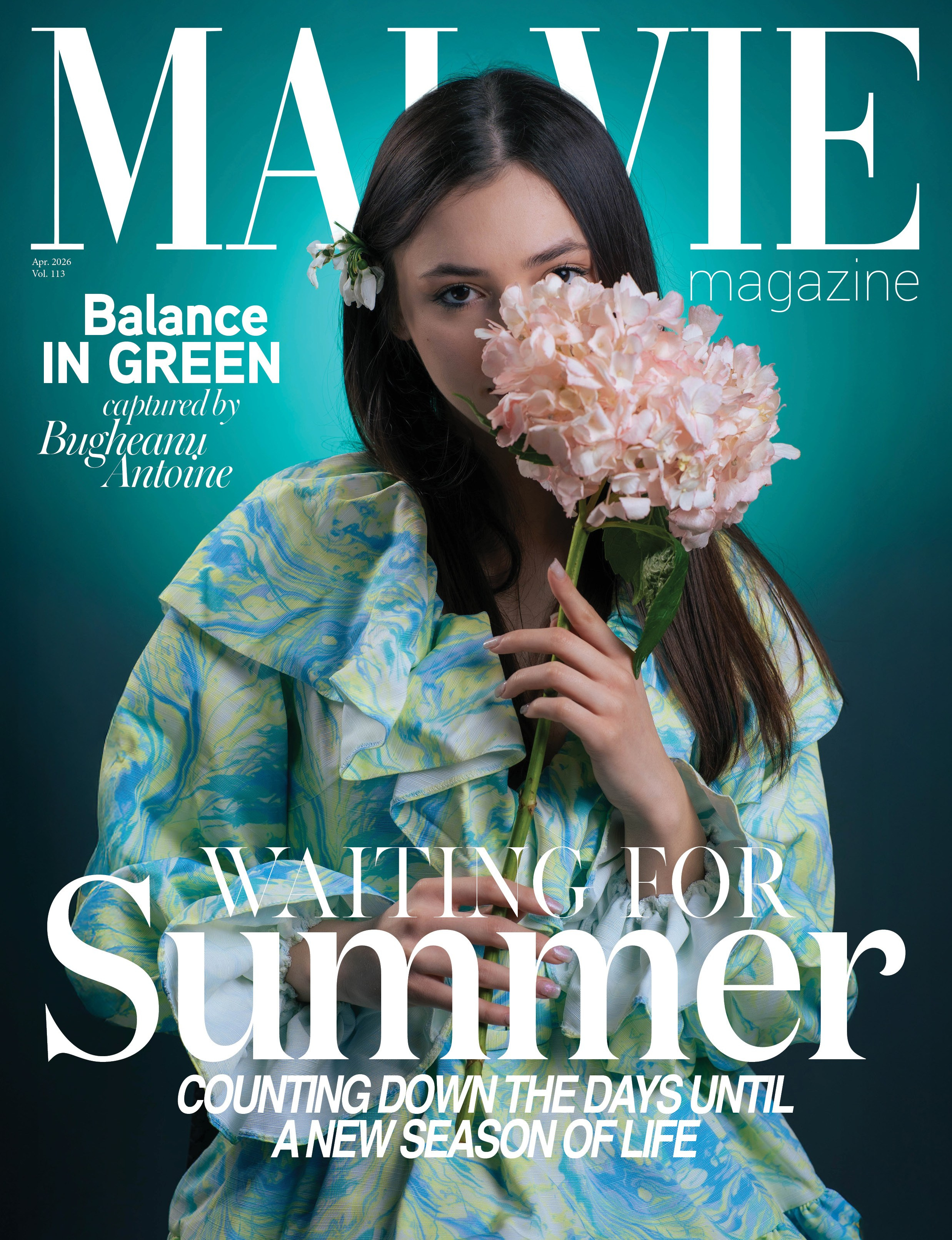 Fashion magazine cover with editorial portrait, photographed by Antoine Bugheanu