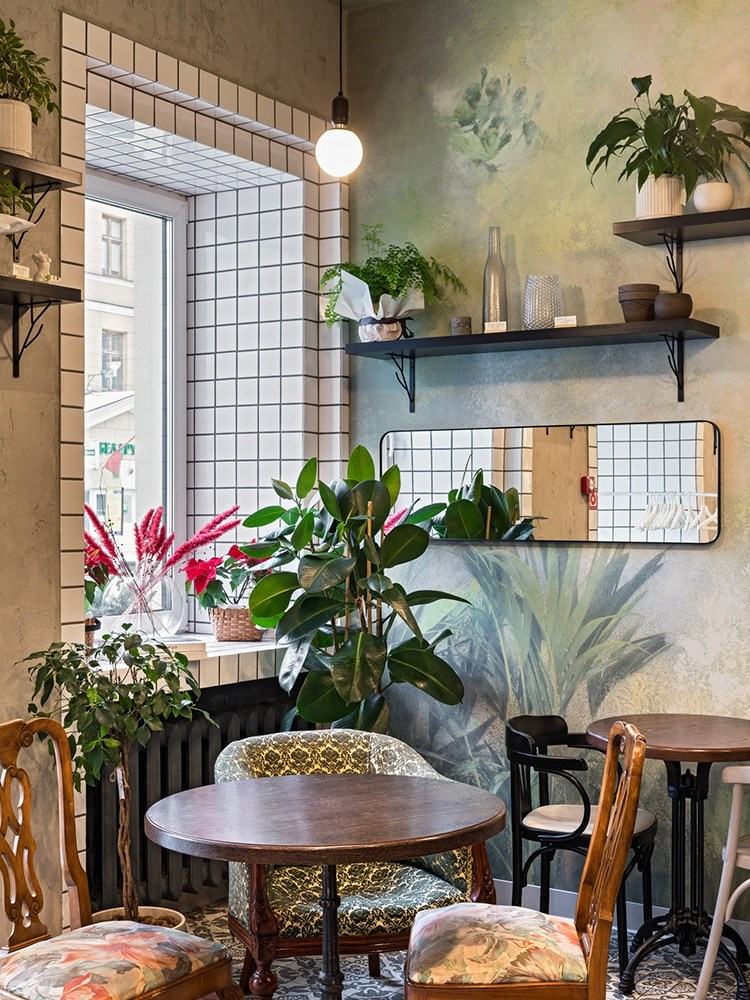 KAVA I KVETKY CAFE. Interior Design & 3D Rendering | Alena Bulataya Design Buro