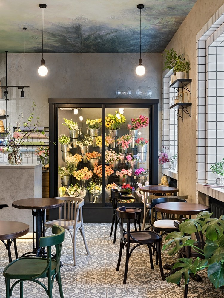 KAVA I KVETKY CAFE. Interior Design & 3D Rendering | Alena Bulataya Design Buro