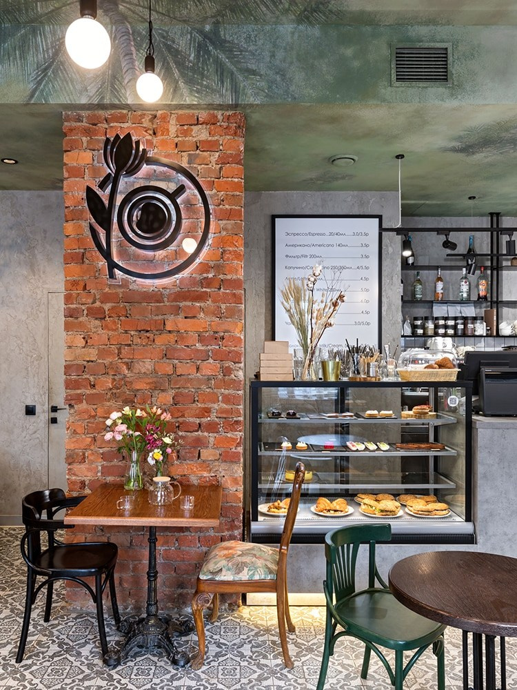 KAVA I KVETKY CAFE. Interior Design & 3D Rendering | Alena Bulataya Design Buro