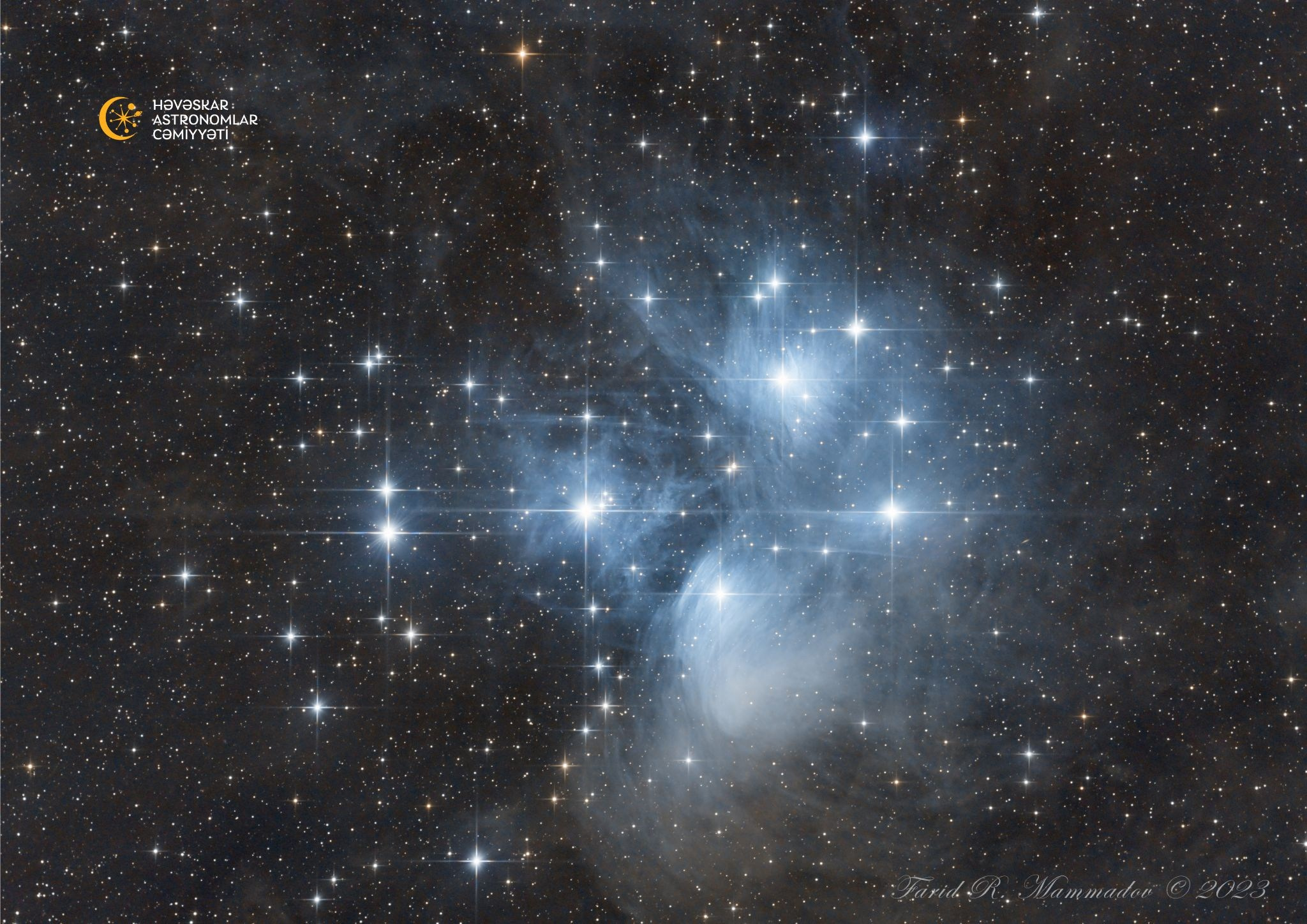 M45, Ülkər ulduz topası. Həvəskar Astronomlar Cəmiyyəti — Astronomy.az