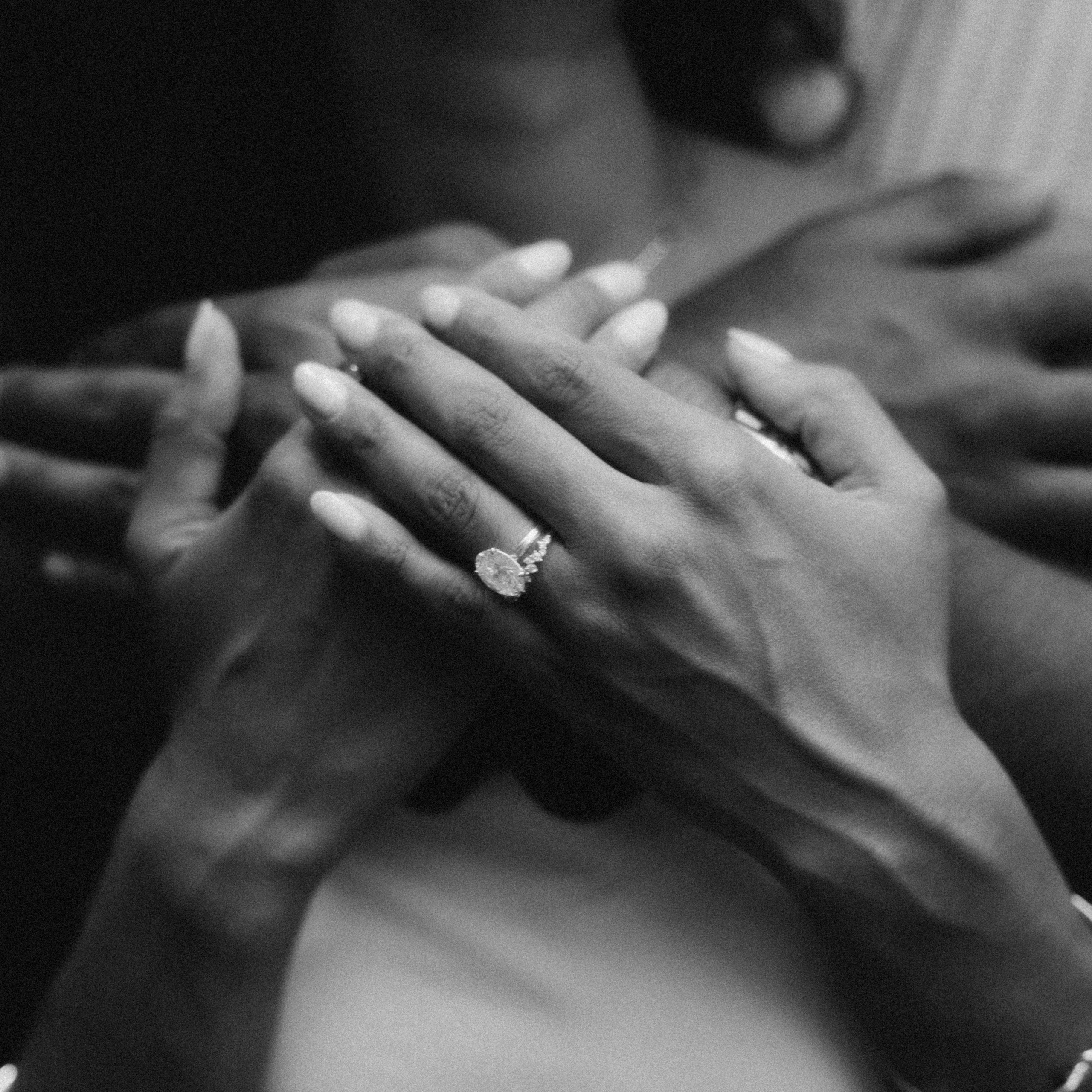 Romantic intimate wedding moment, couple holding each other closely in Chicago