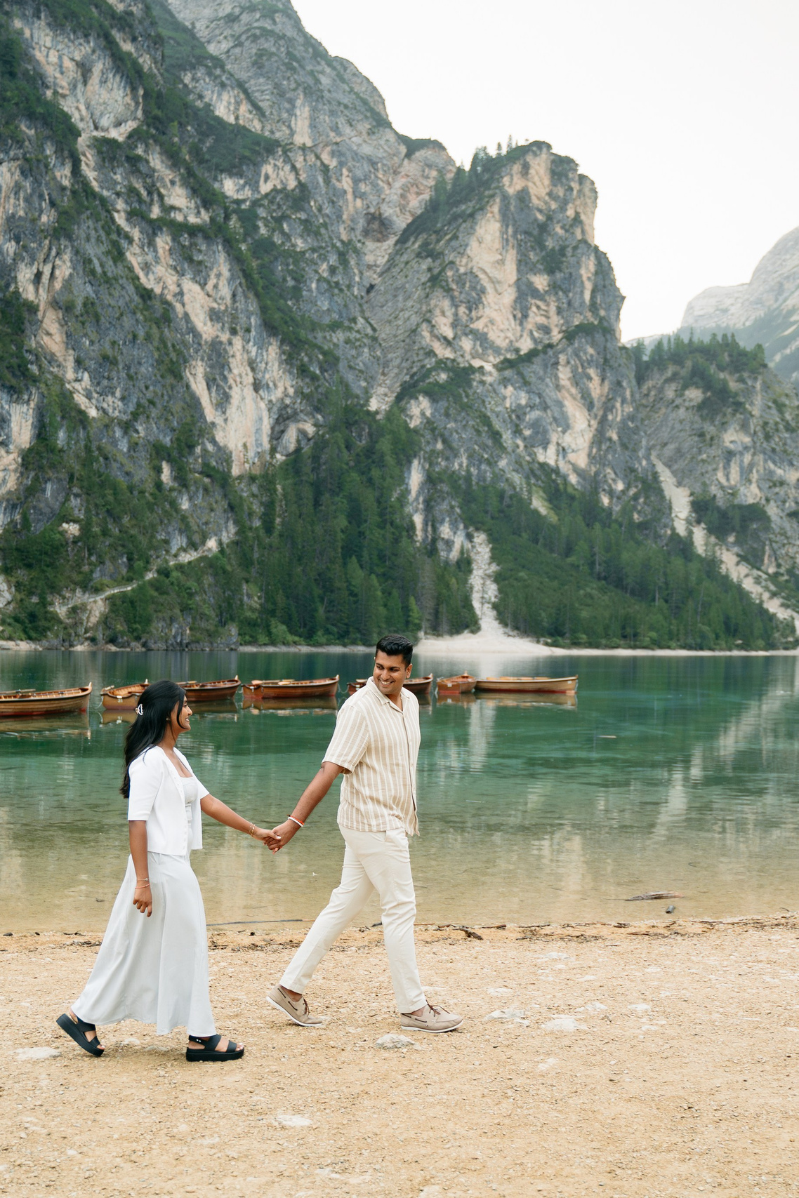 Engagement ring in box during Dolomites marriage proposal, romantic detail photography in Italy