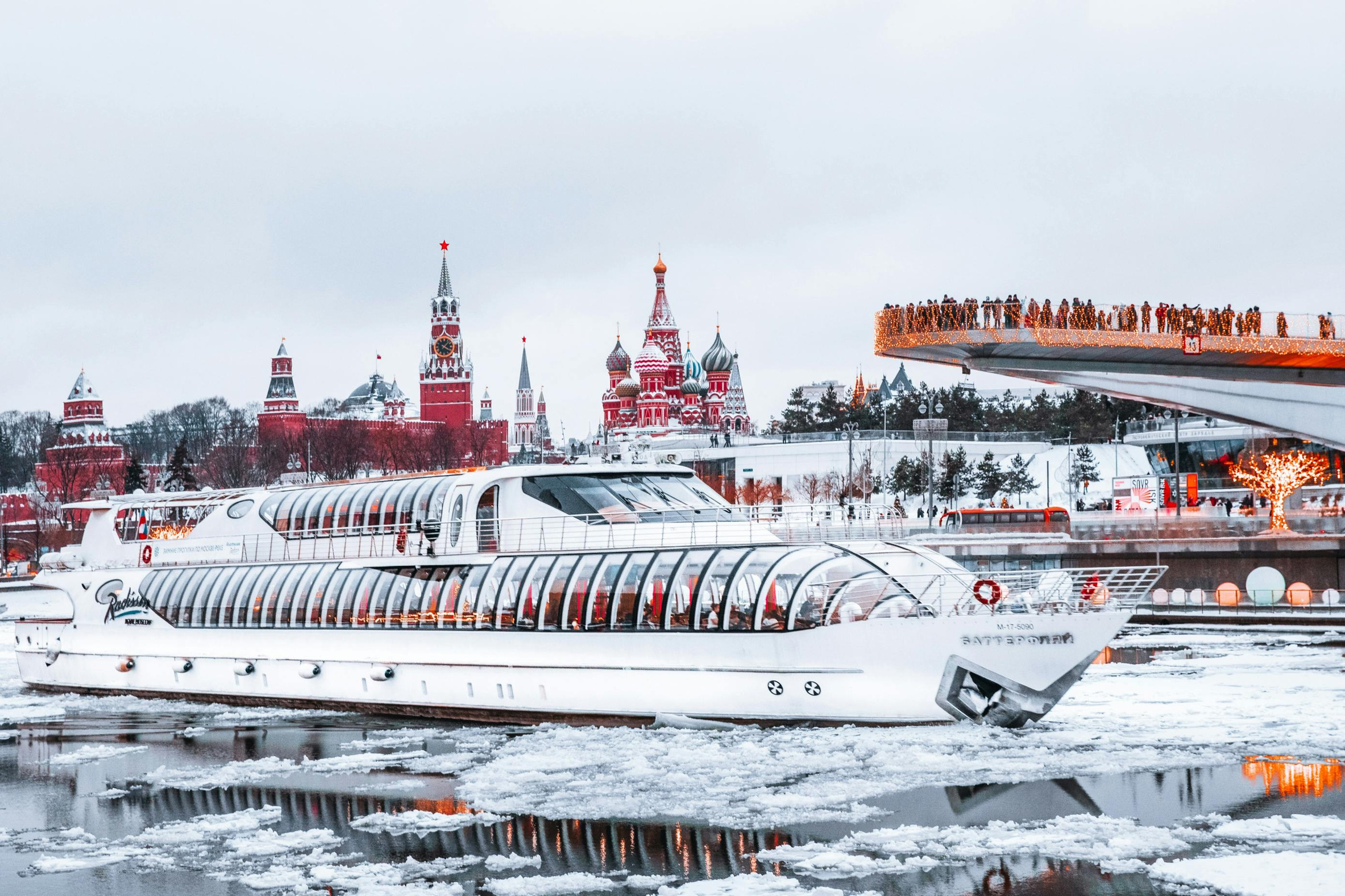 Moscow River cruise with panoramic views of city landmarks and historic buildings