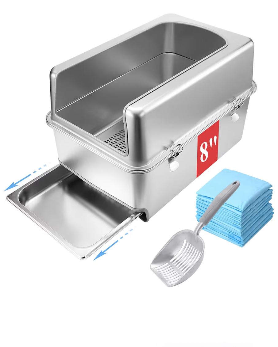 Stainless steel cat litter box for odor control breeder recommended
