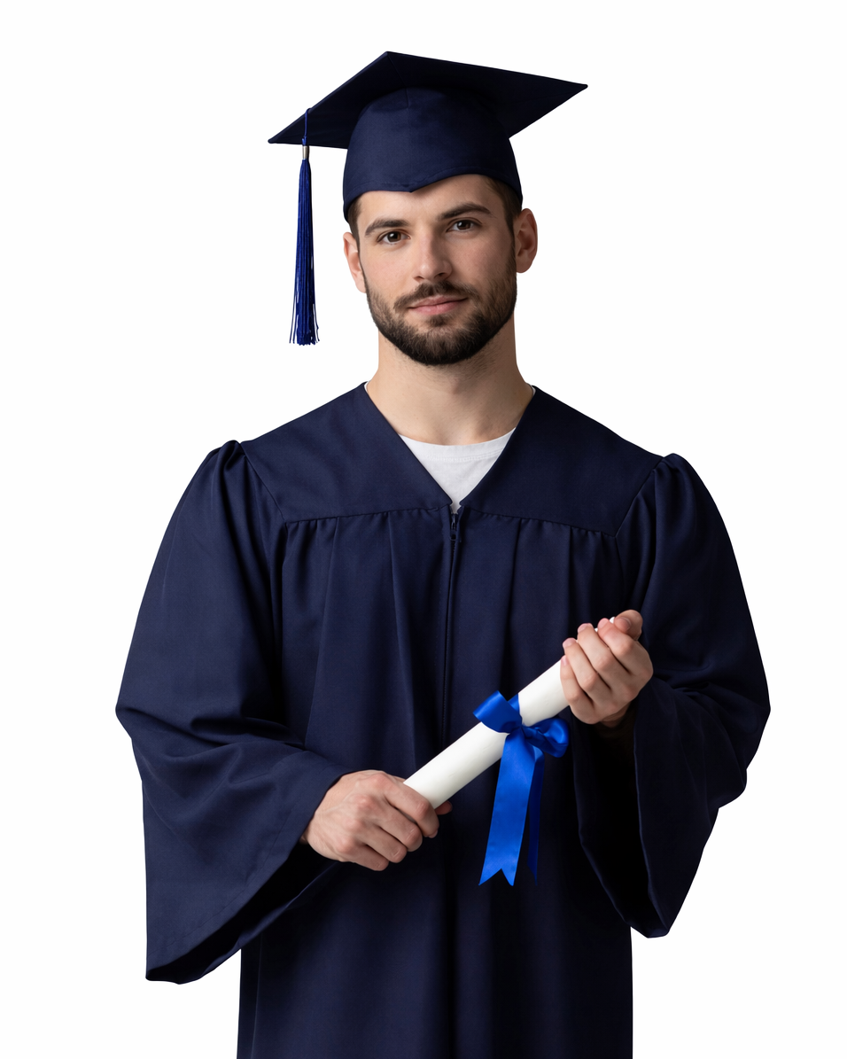Академична абсолвентска тога за  завършване и дипломиране – тъмно син цвят