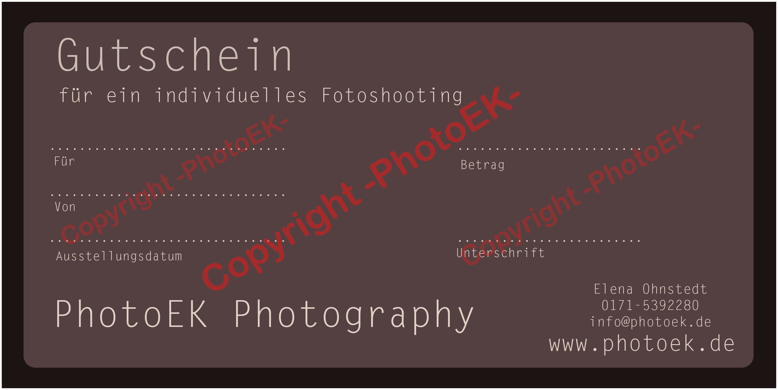 Gutscheine. Portraitfotografie in Gründau Elena Ohnstedt