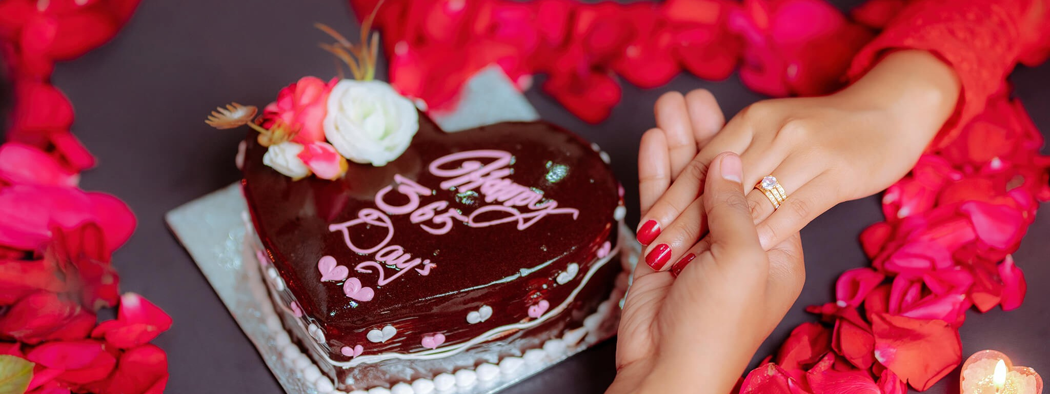 Creative wedding anniversary close hand photo by best photographer in Nepal.