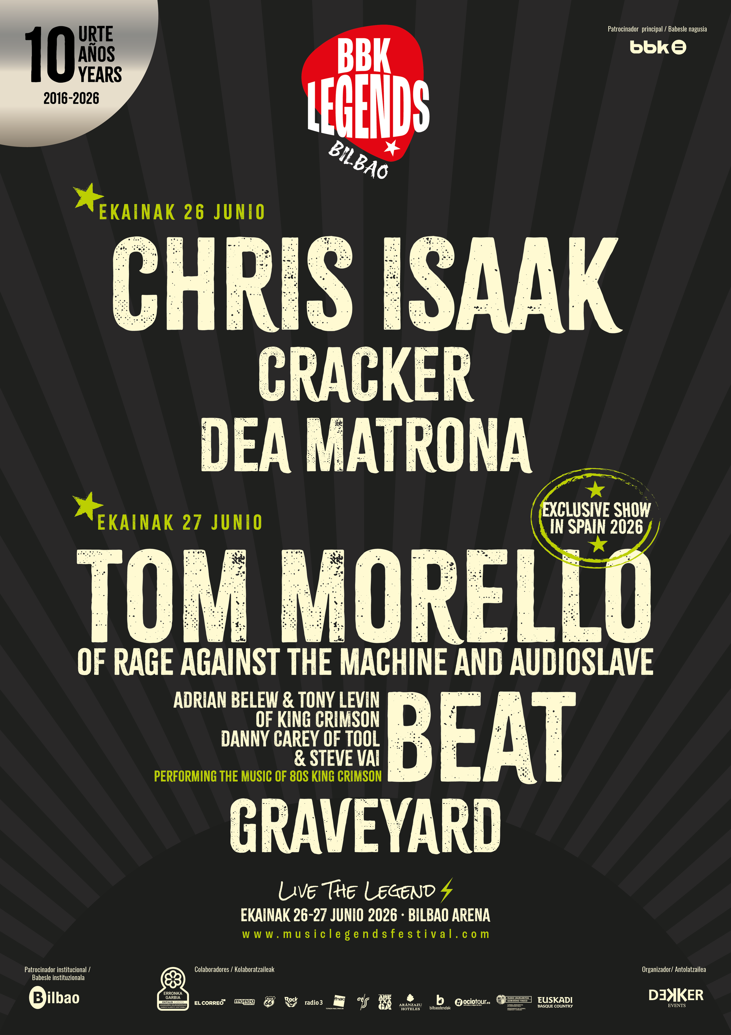 BBK Legends Bilbao 2026: Tom Morello и Chris Isaak на фестивале в Бильбао, Испания | FOTKAI