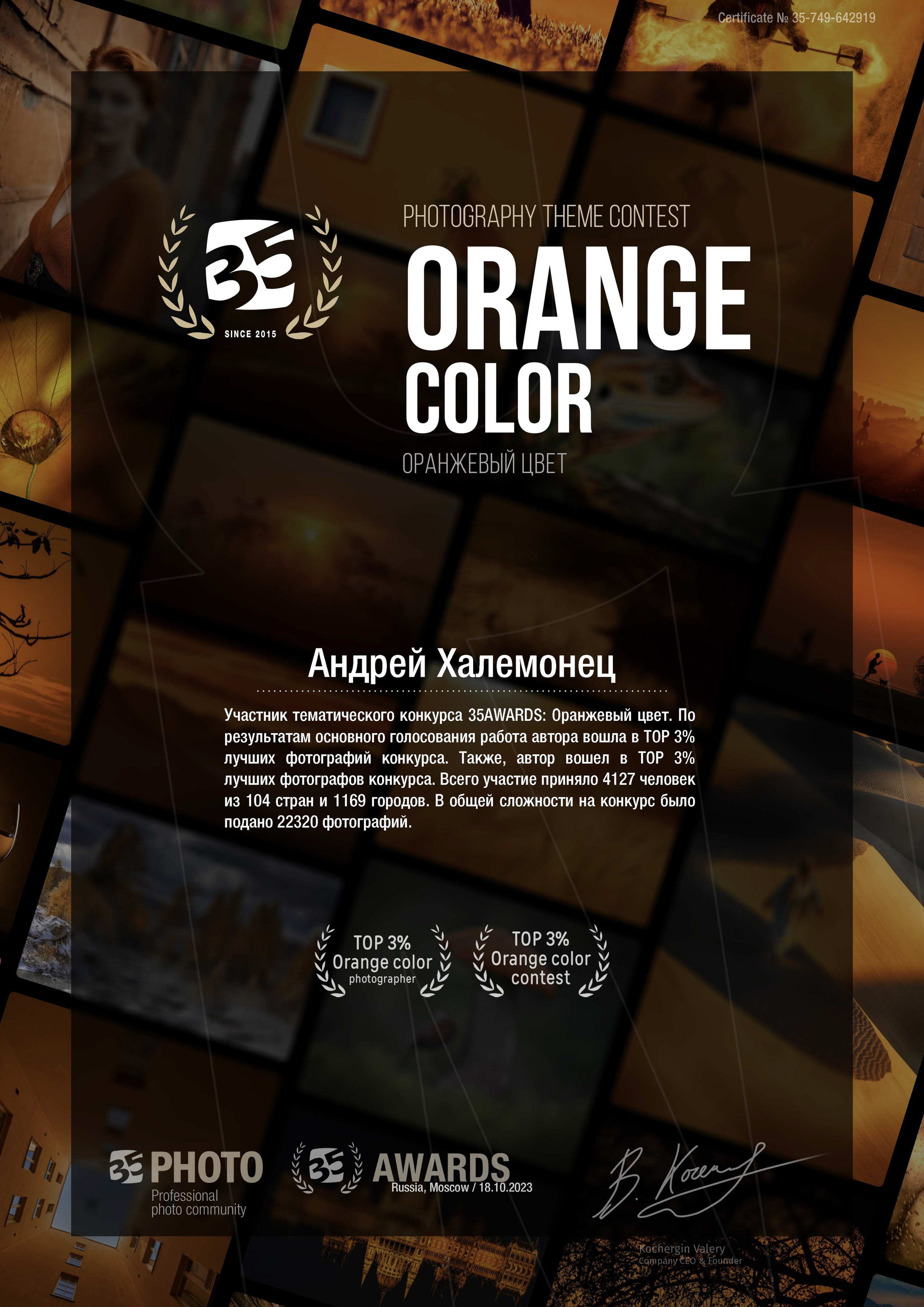 Магия Оранжевого. ТОР 3% Contest, TOP 3% Photographer 35 Awards. Профессиональный Фотограф Халемонец Андрей в Кривой Рог Днепр Украина