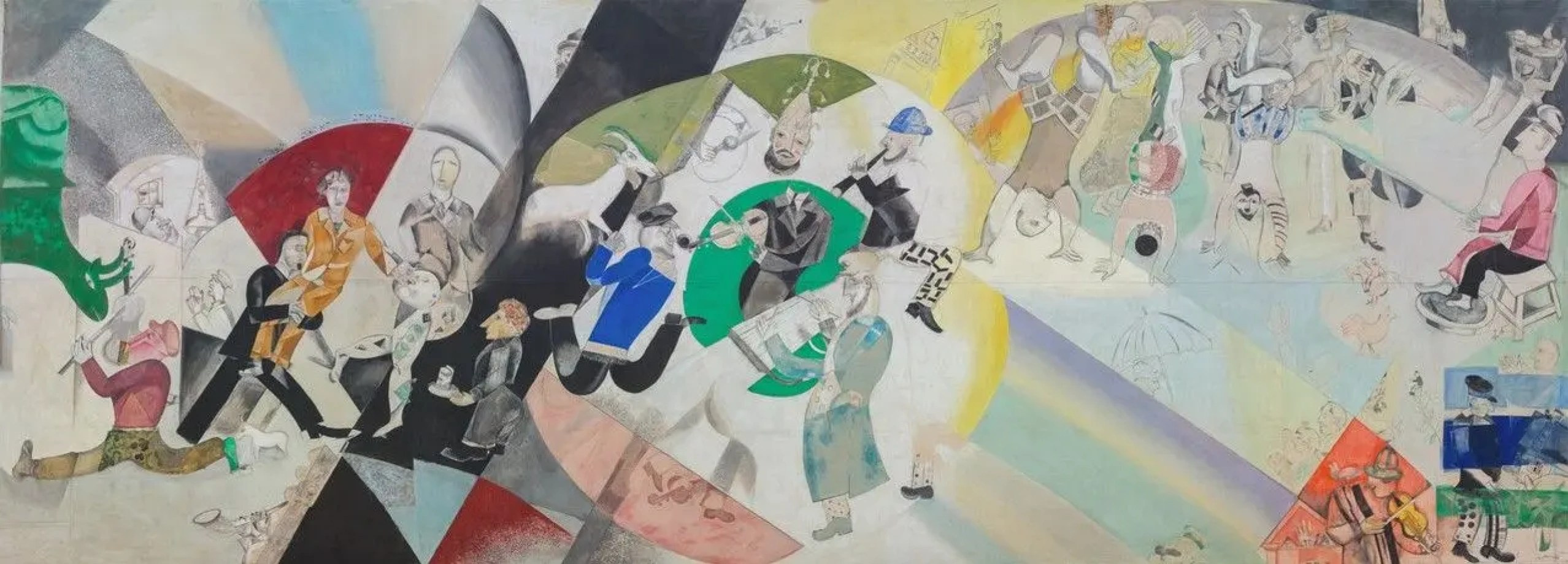 Introduction to Jewish theatre Marc Chagall Painting, 1920, 284×787 cm