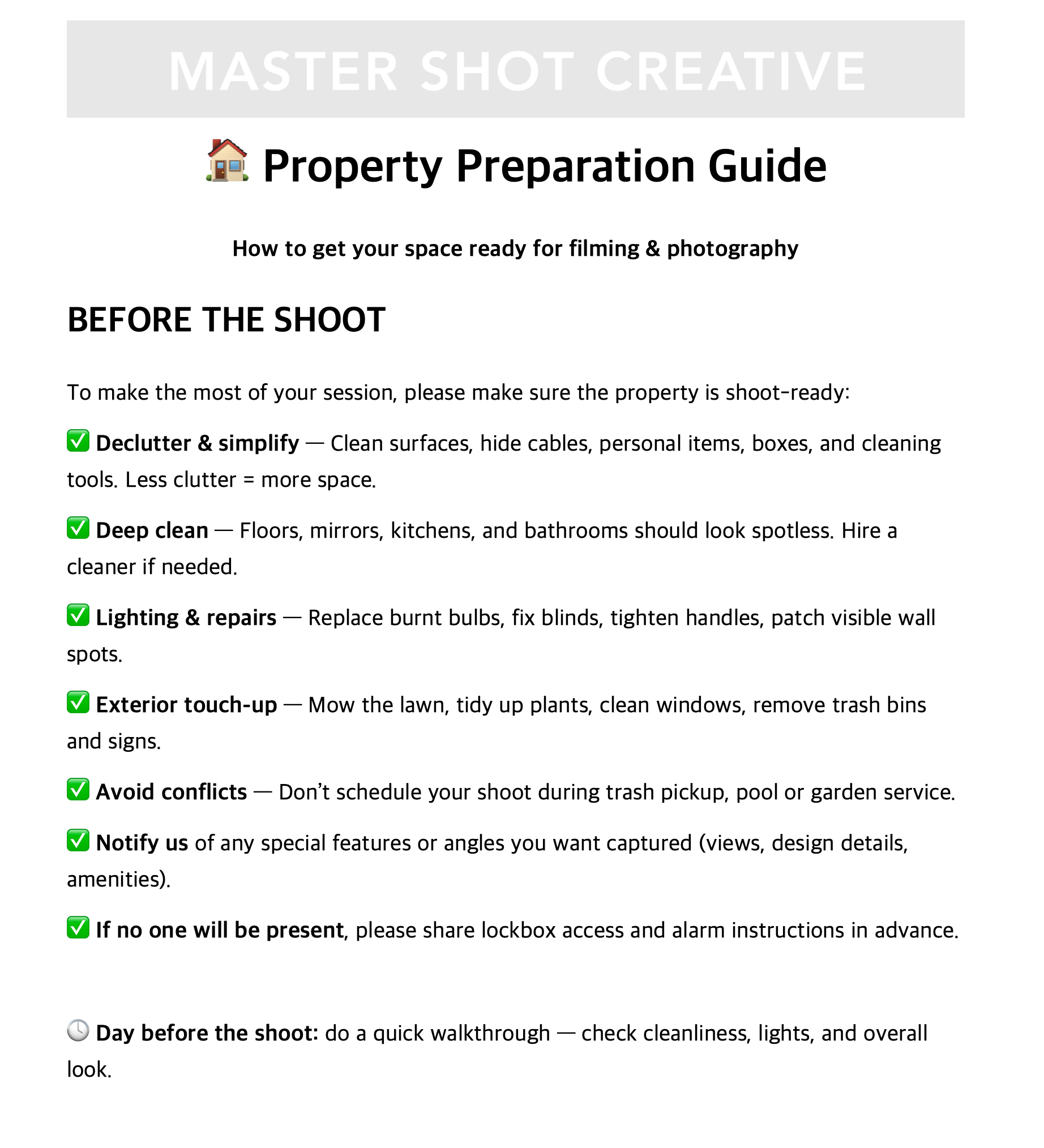 Property Preparation Guide