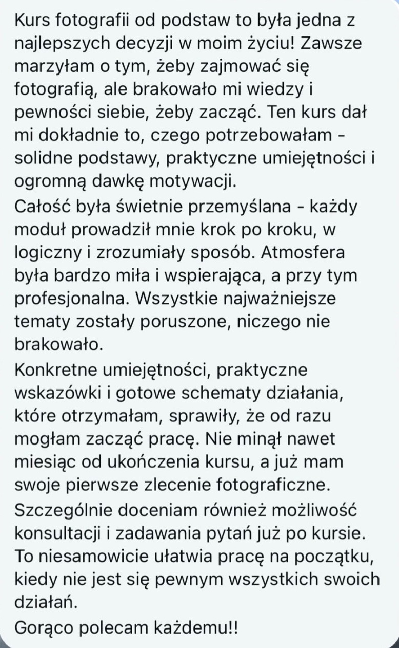 Онлайн-курс по фотографии с нуля. Фотограф Познань