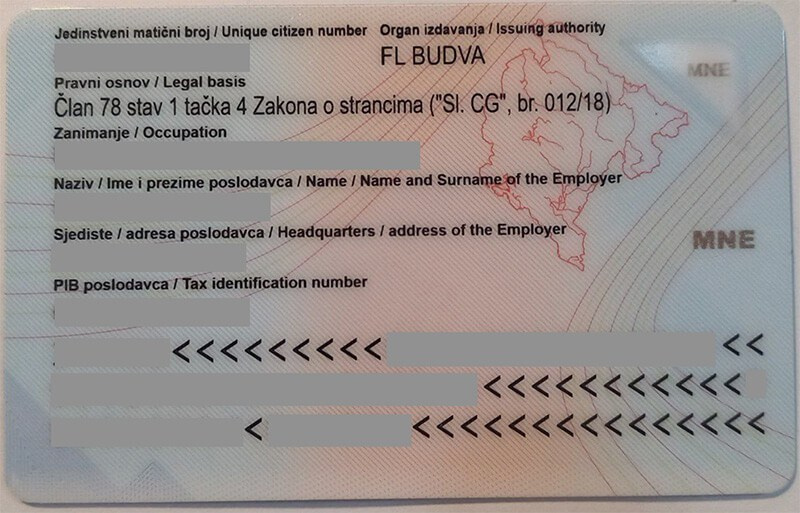 Aufenthaltserlaubnis in Montenegro (Boravak)