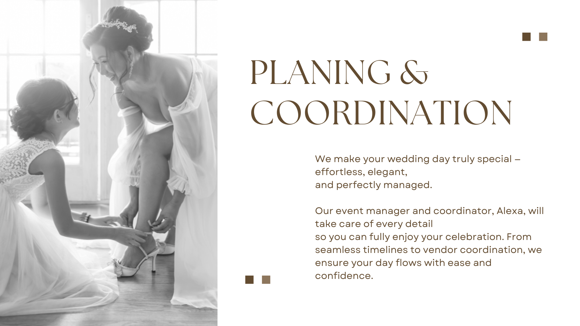 Planing & Coordination. Wedding Photo & Video