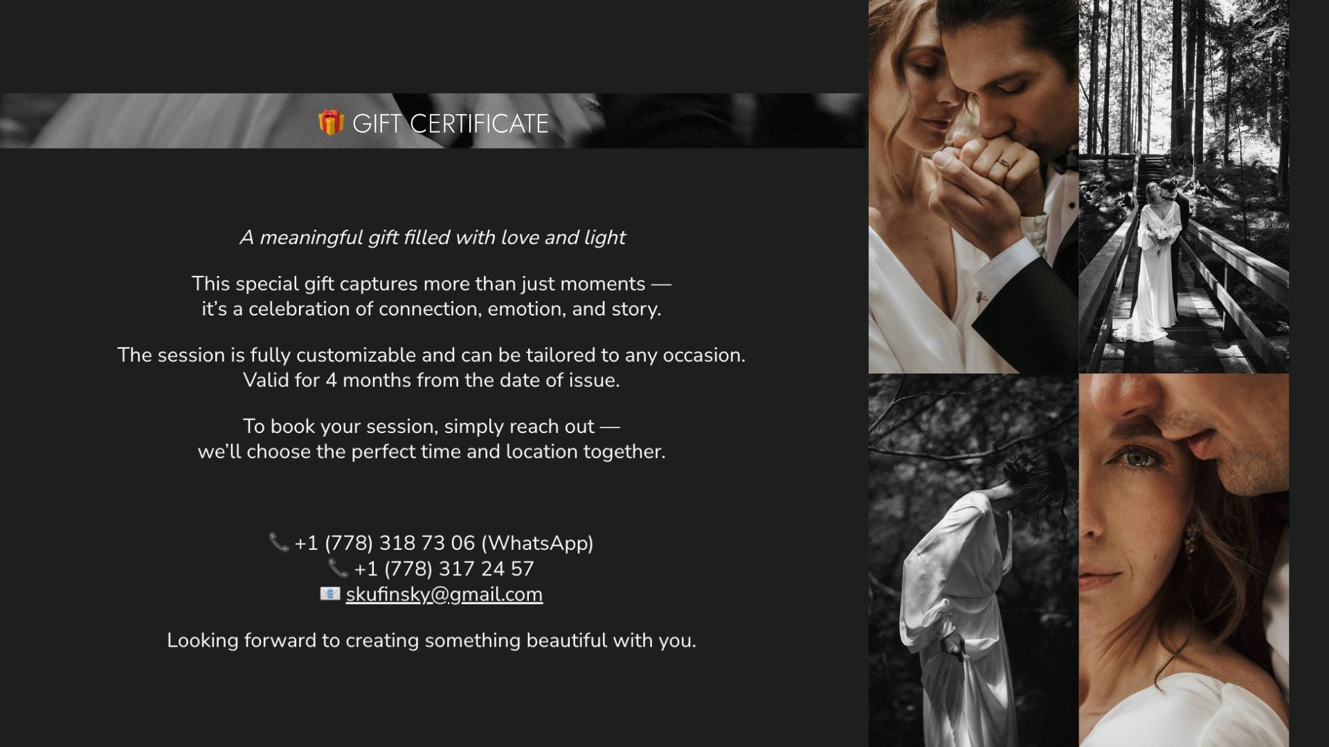 PHOTOGRAPHY GIFT CERTIFICATE VANCOUVER BC