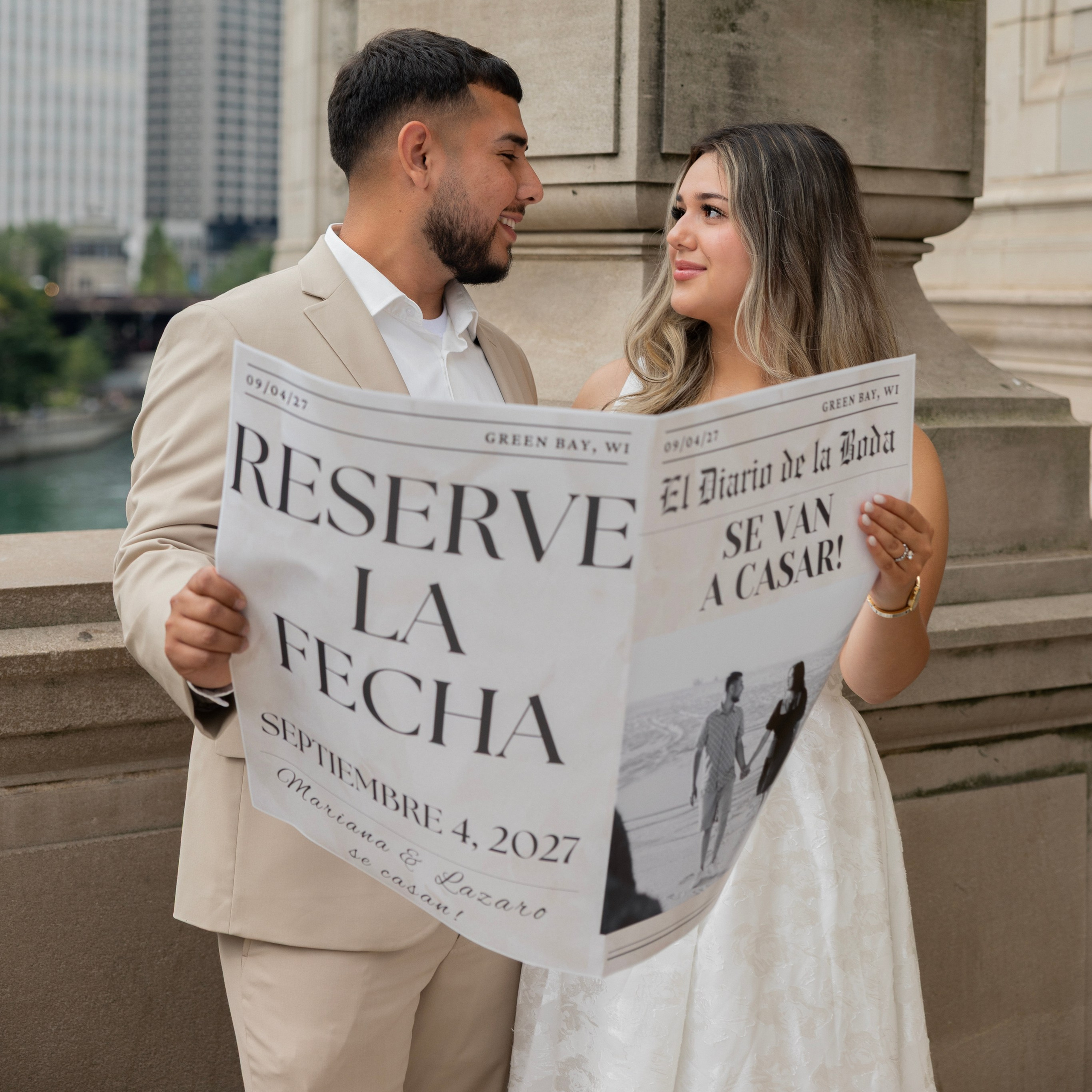 Romantic intimate wedding moment, couple holding each other closely in Chicago