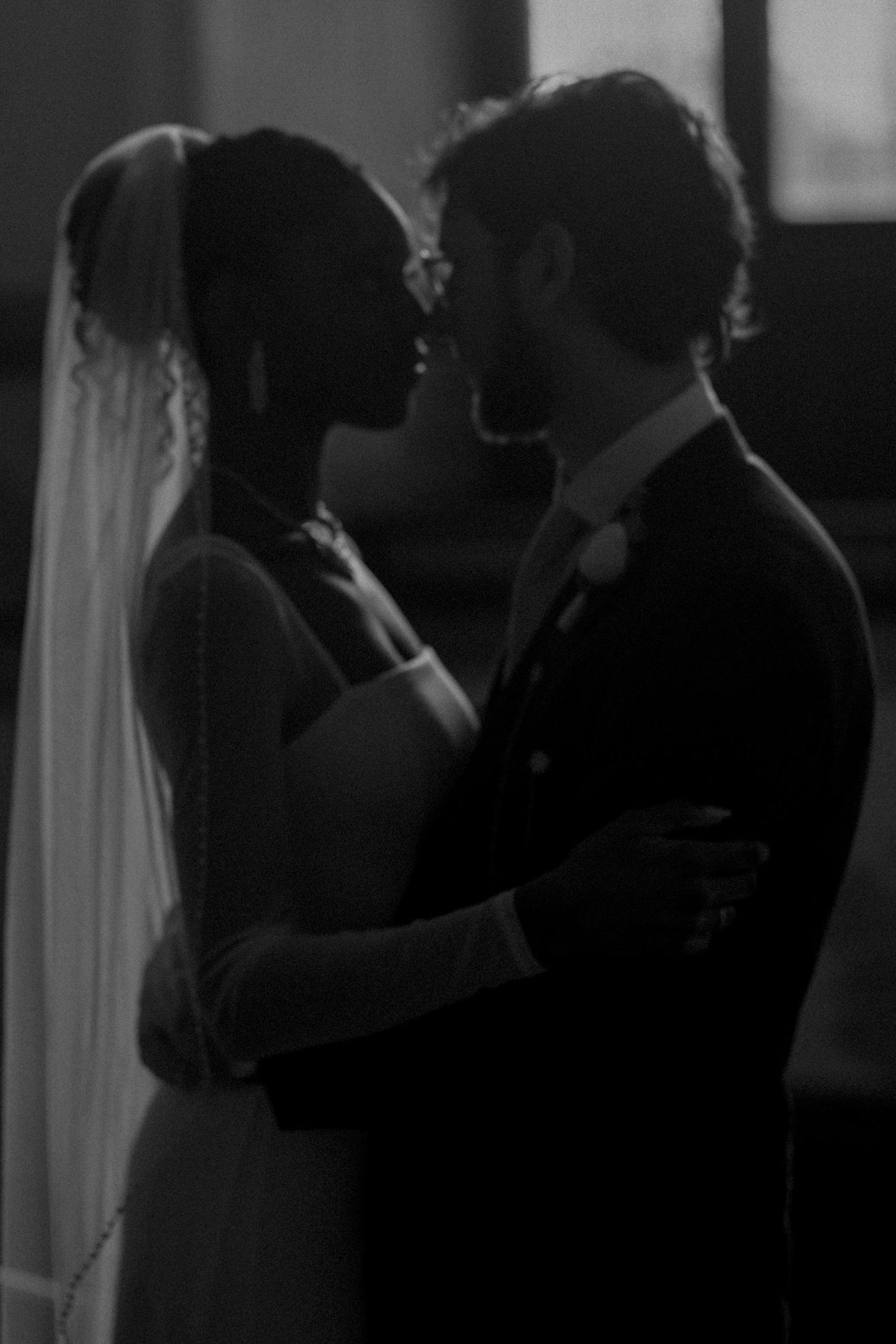 Bride and groom sharing a quiet moment inside Copenhagen City Hall