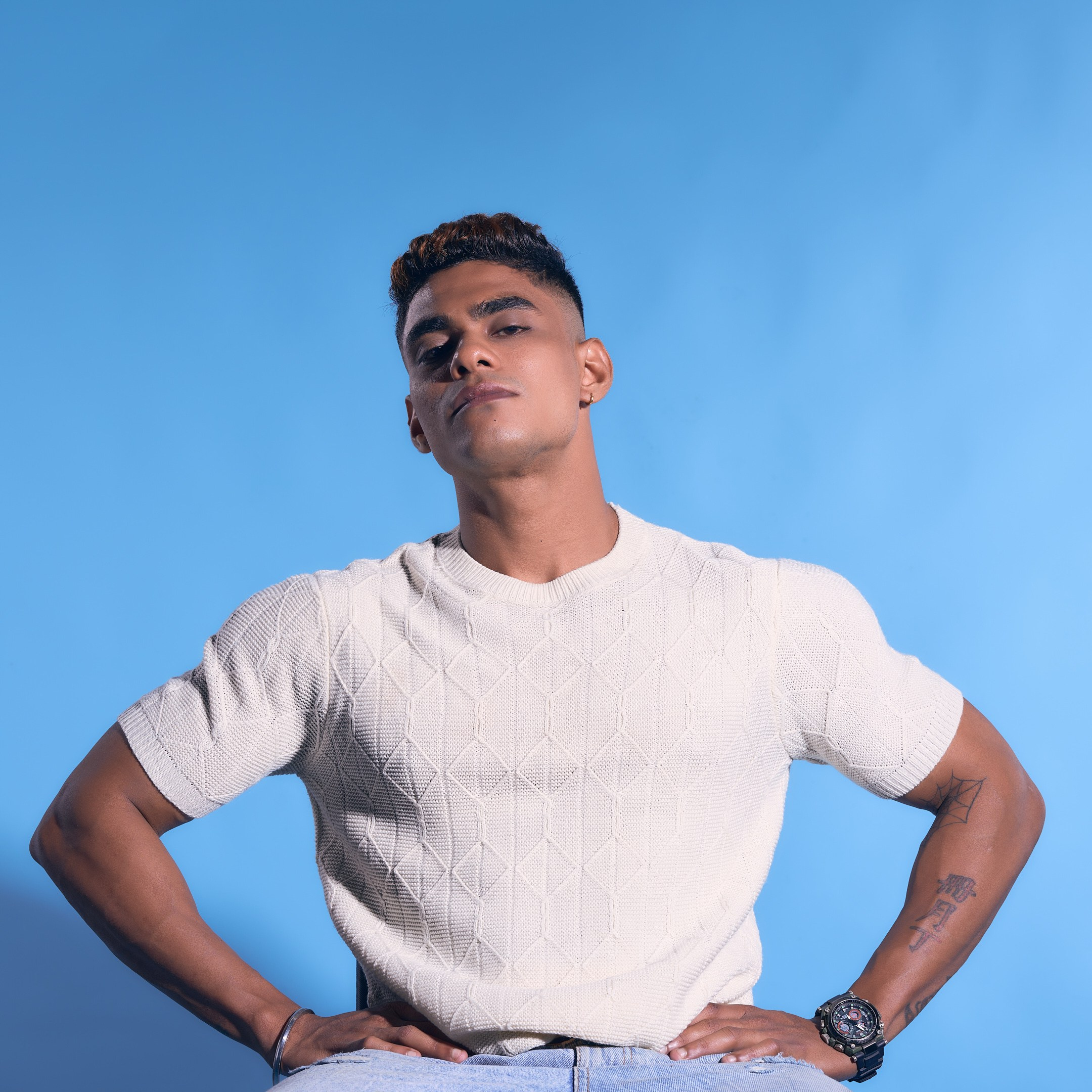 Studio portrait of a fitness model in Chennai