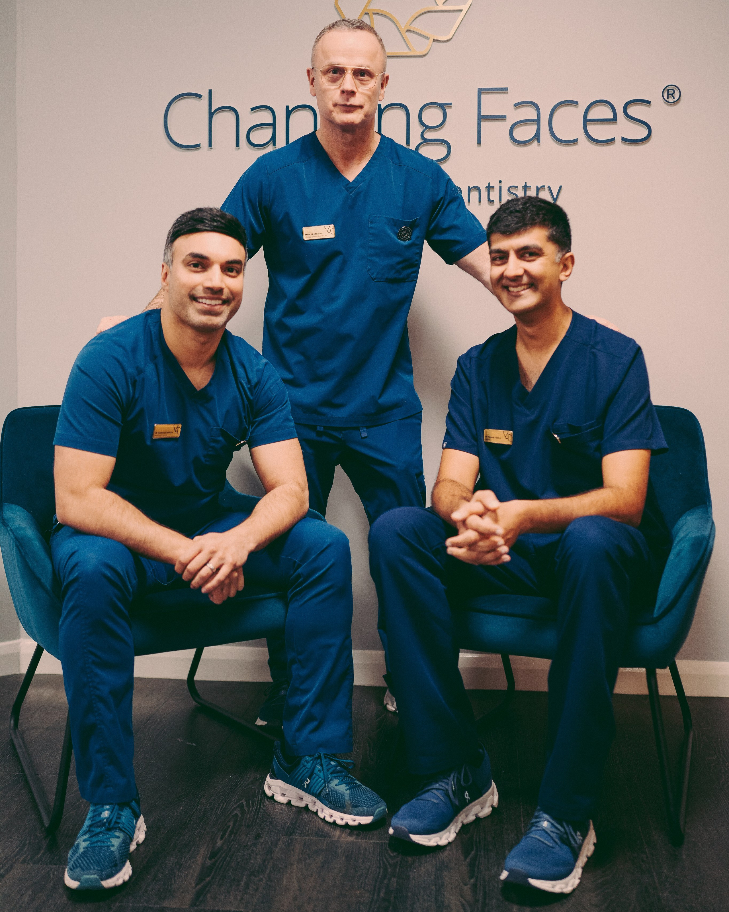 Brand photography of a professional team in a modern clinic environment in Knowle 