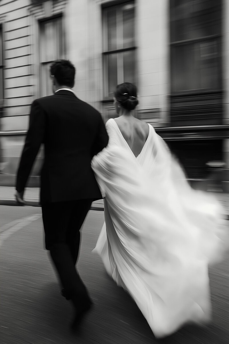 Elegant bride and groom walking together during a destination wedding in Italy