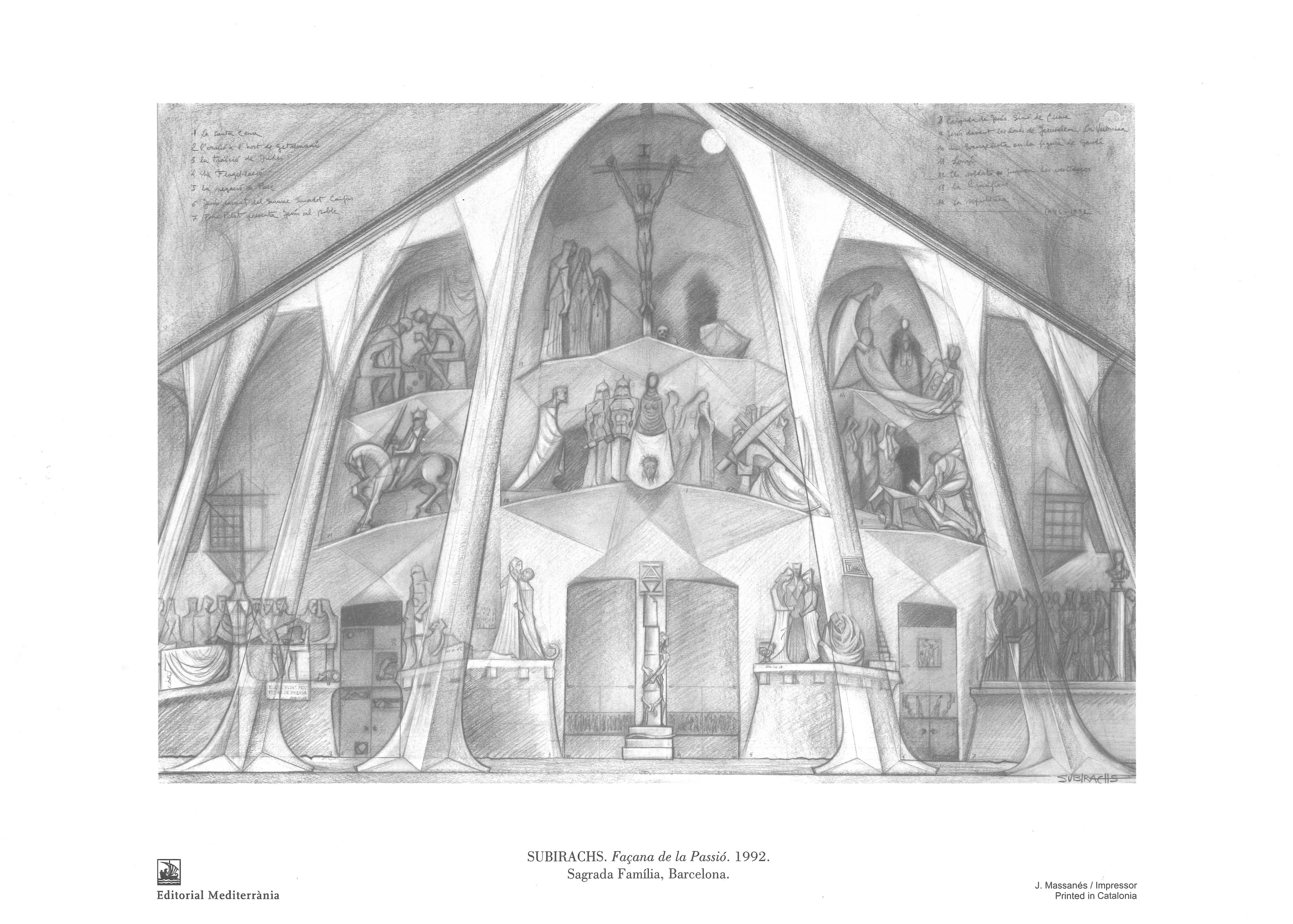 facade of the Passion of Christ, the Basilica of the Sagrada Familia in Barcelona Josep Maria Subirachs
