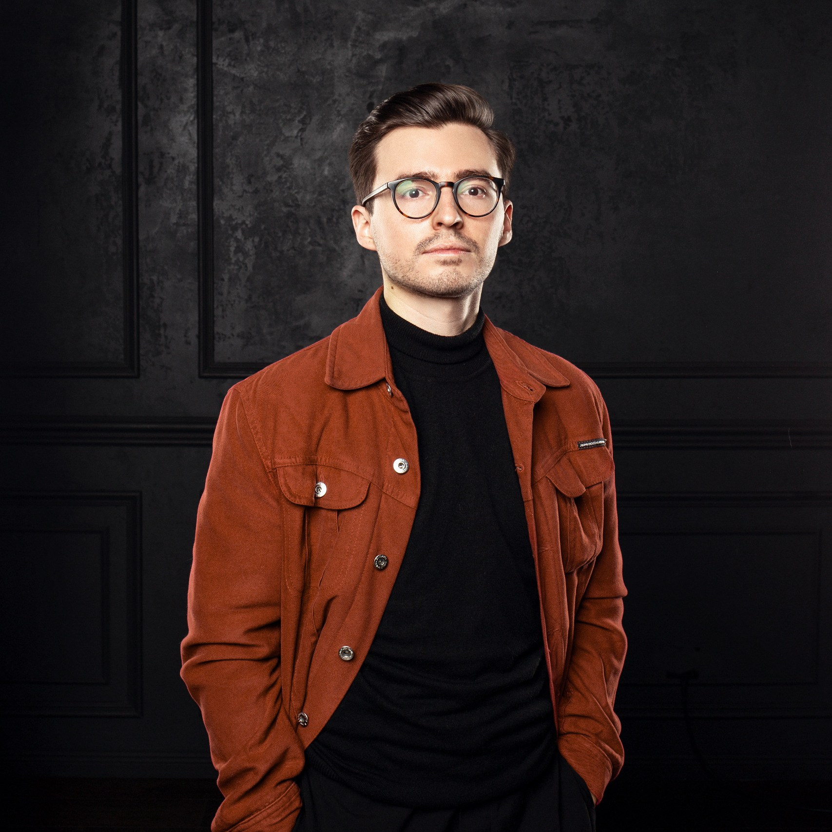 Individual male portrait session with professional studio lighting Edmonton Alberta Dimitri Studio