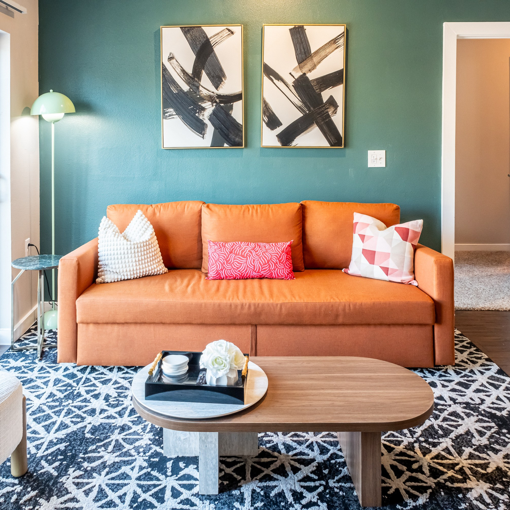 Modern living room interior photography by Austin Texas interior photographer