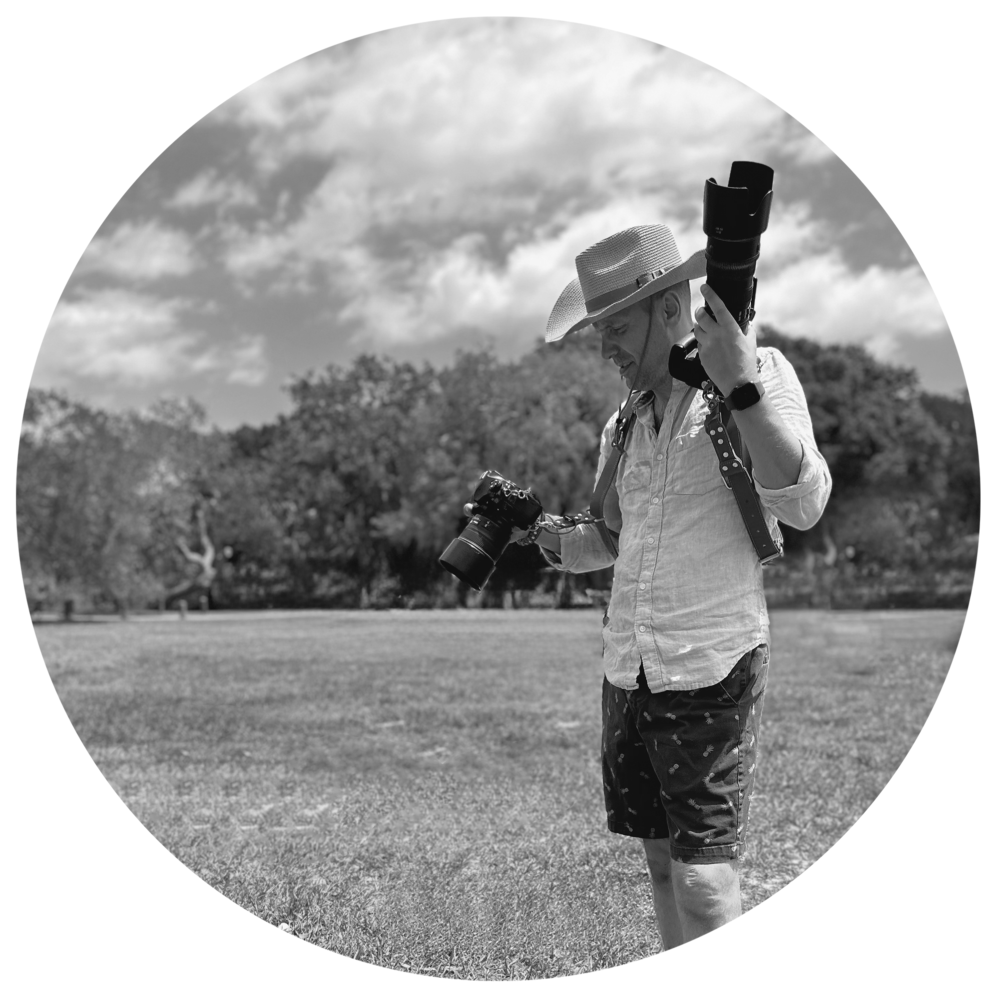 Real estate photographer working on location with gear