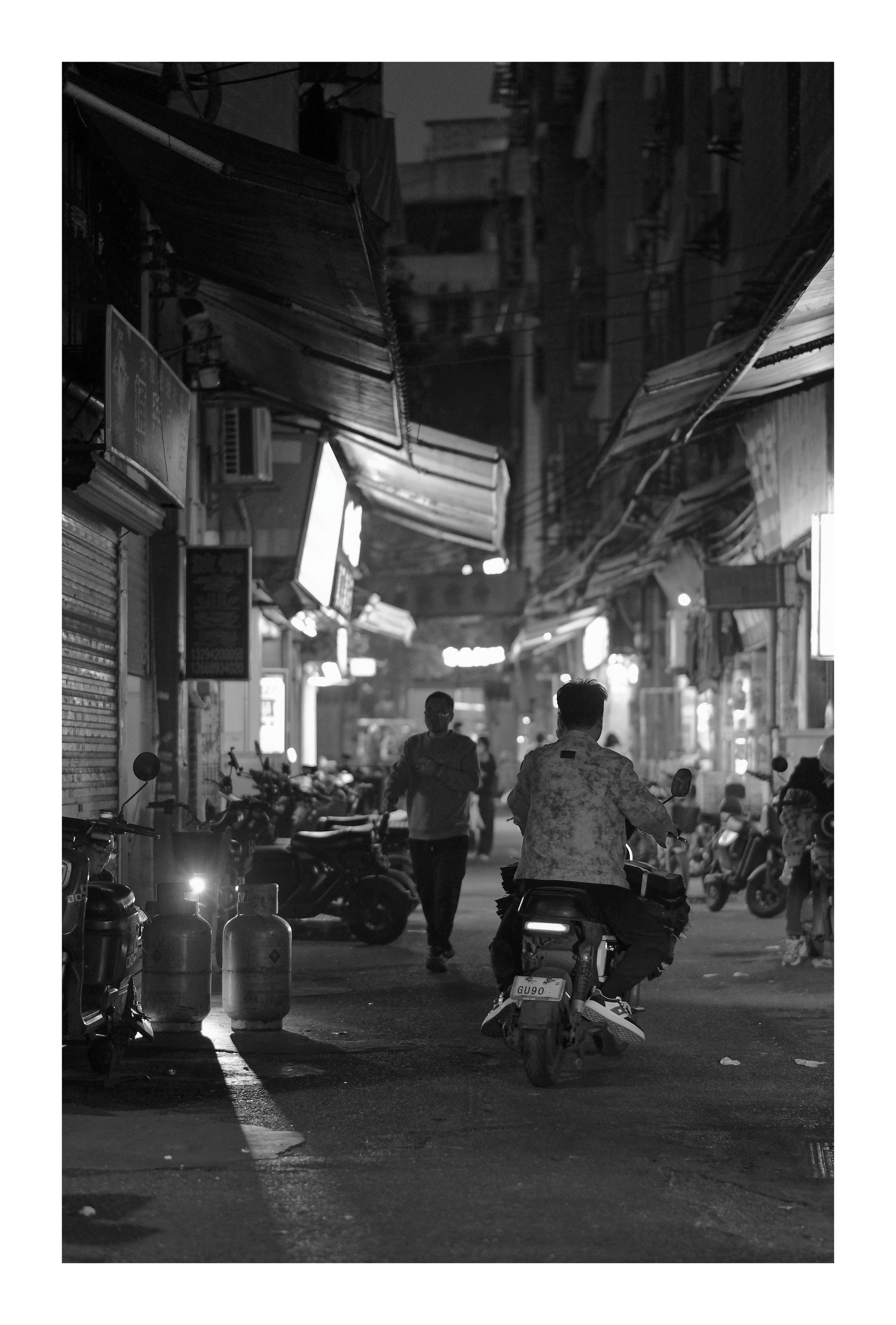 Moody Night Street Scene in Guangzhou China – Longtan Area
