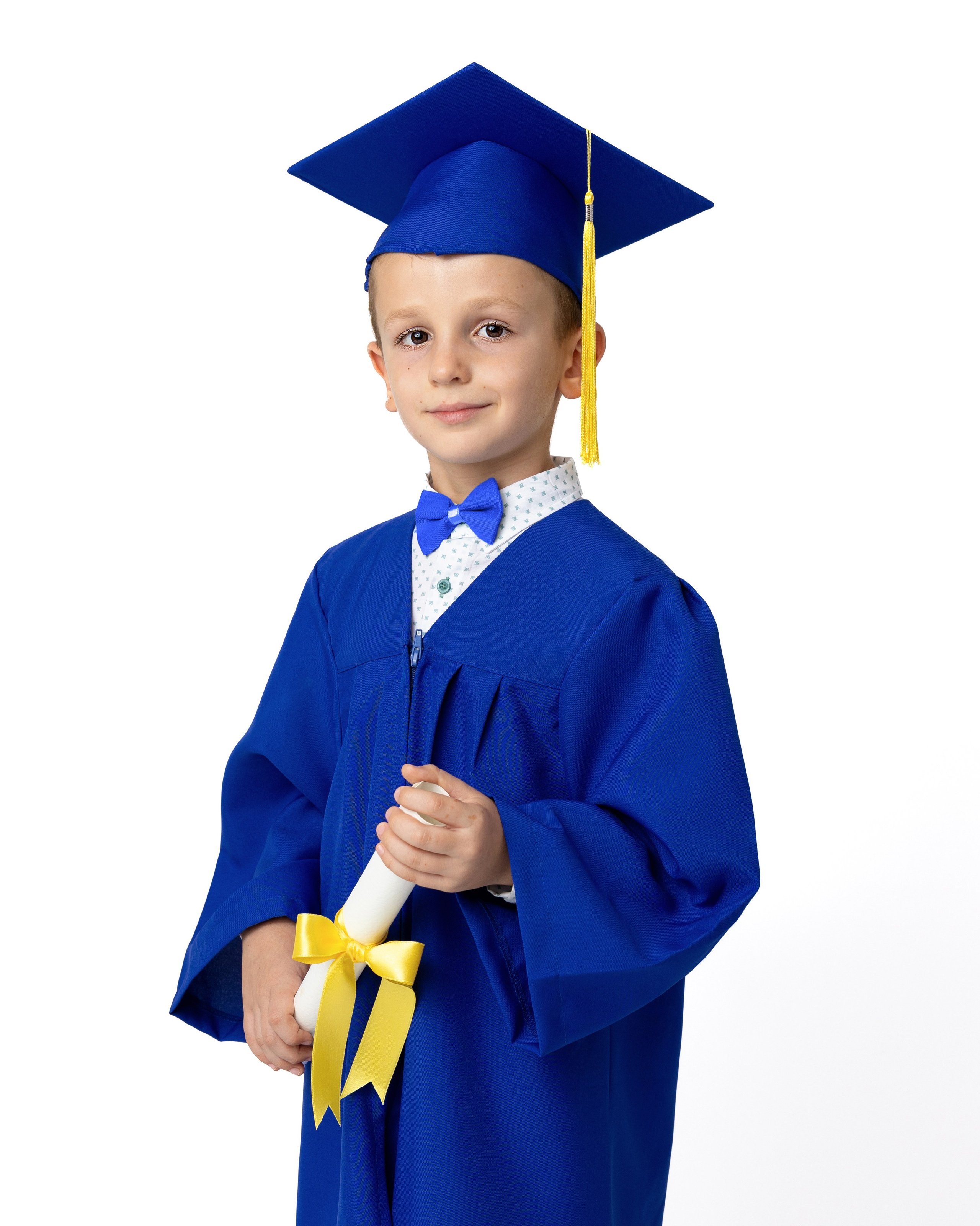 Детска тога и абсолвентска шапка за завършване на детска градина и предучилищна в  син цвят