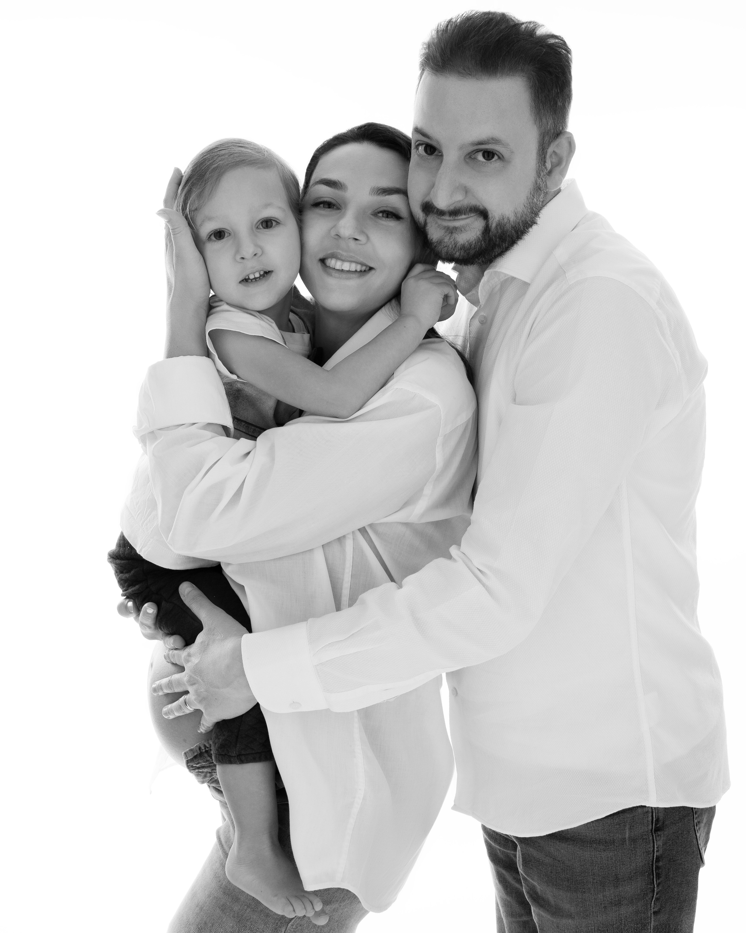 Famiglia con bambino durante un servizio fotografico di famiglia a Padova