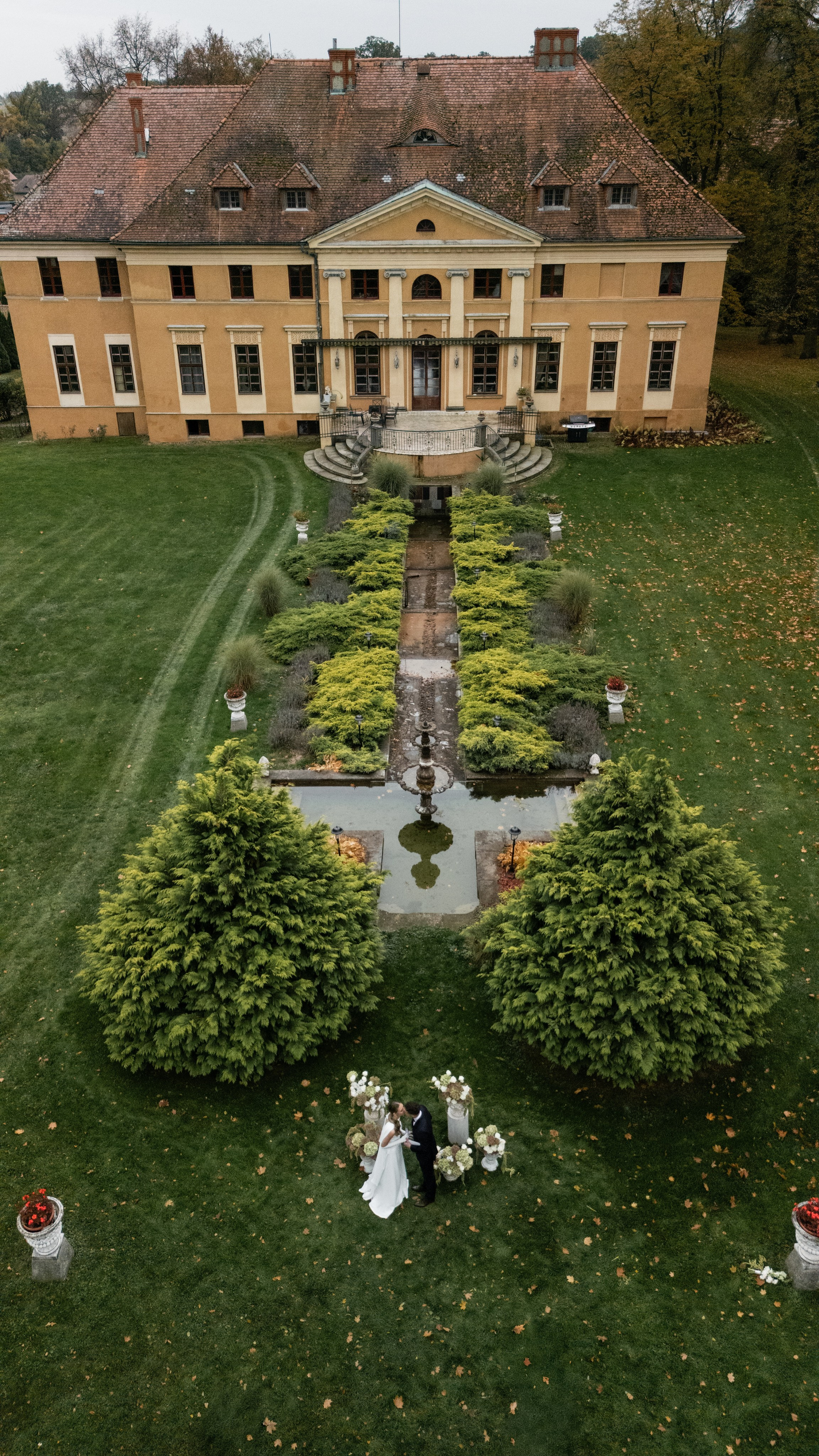 wedding ceremony outdoors drone