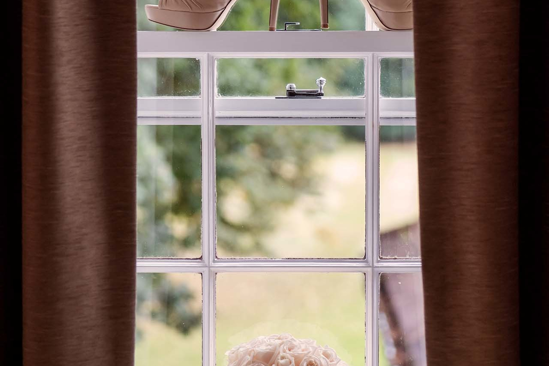 Wedding photographer Royal Berkshire, Wedding shoes and flower bouquet Ascot UK Nikon D850