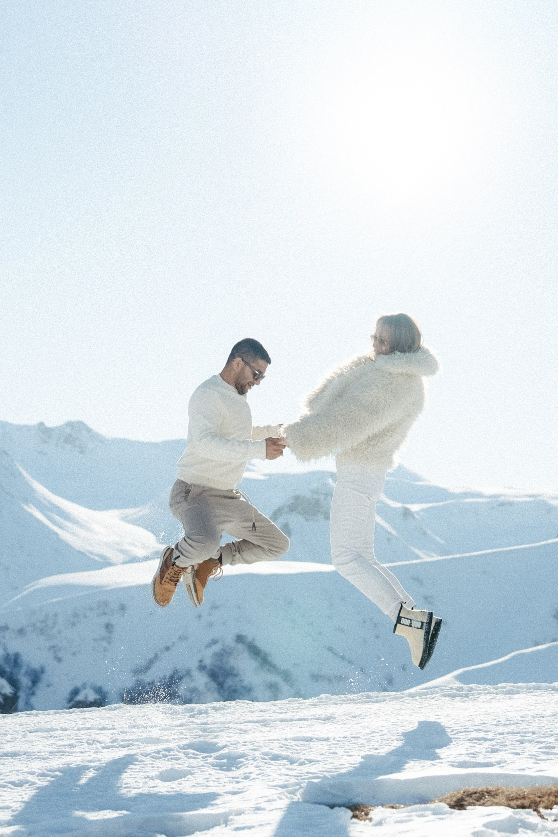 Couple having fun in the snow of Gudauri