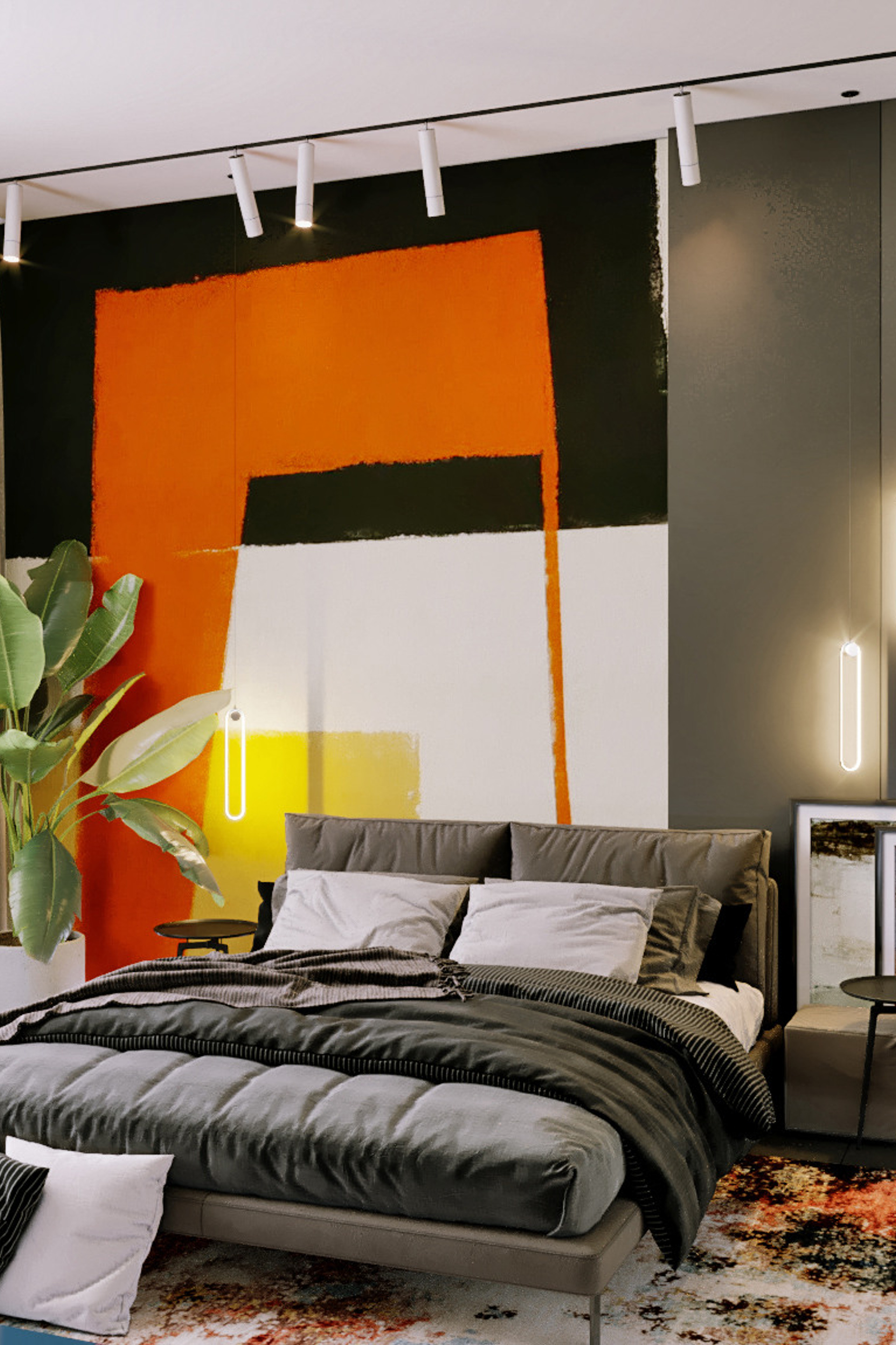 Графичная спальня главы семейства