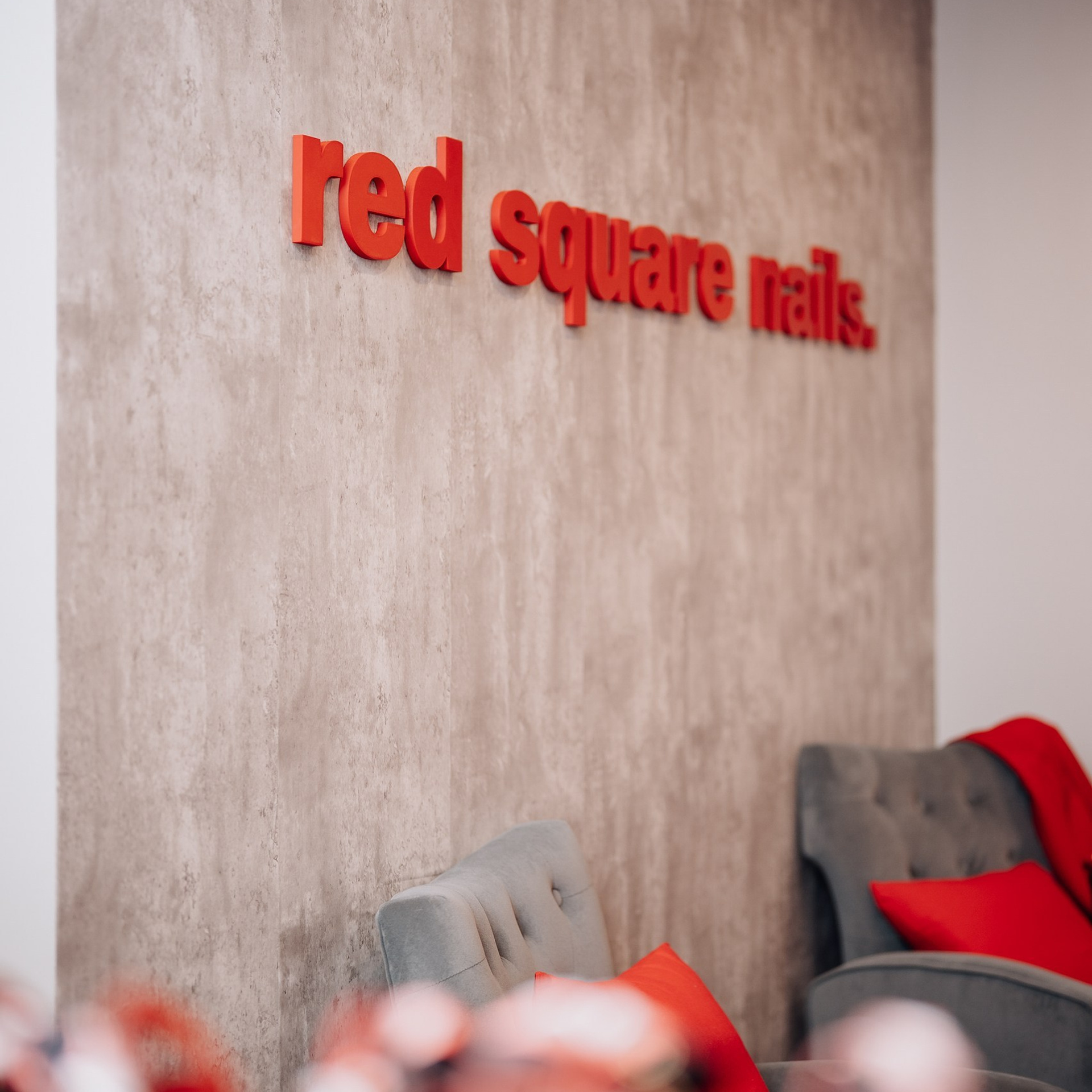 Red square nail salon grand opening