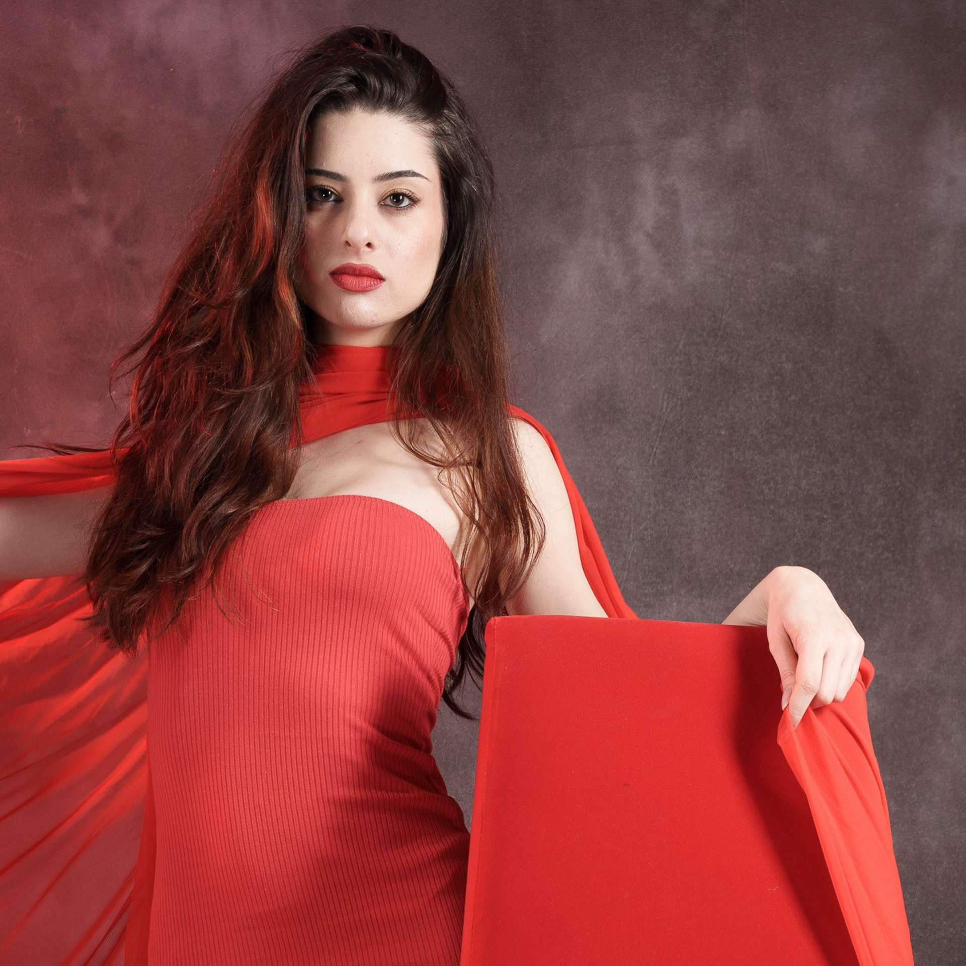 Lidia with Veil, Red and Black.