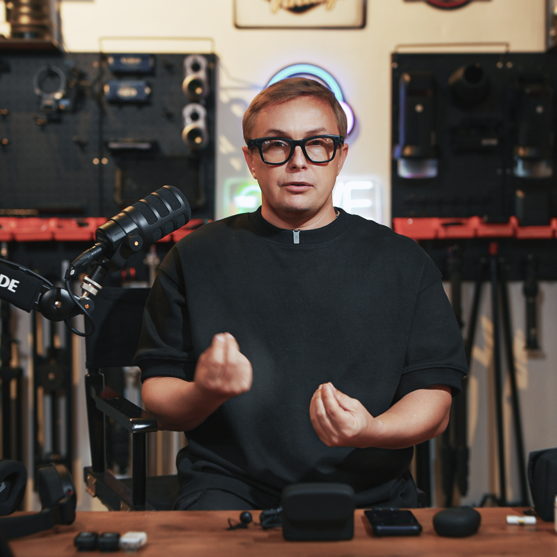 Talking-head video setup in Zone 5 Creator Lab at ProStudio1 in Hollywood, FL — perfect for expert content, online education, and business videos.