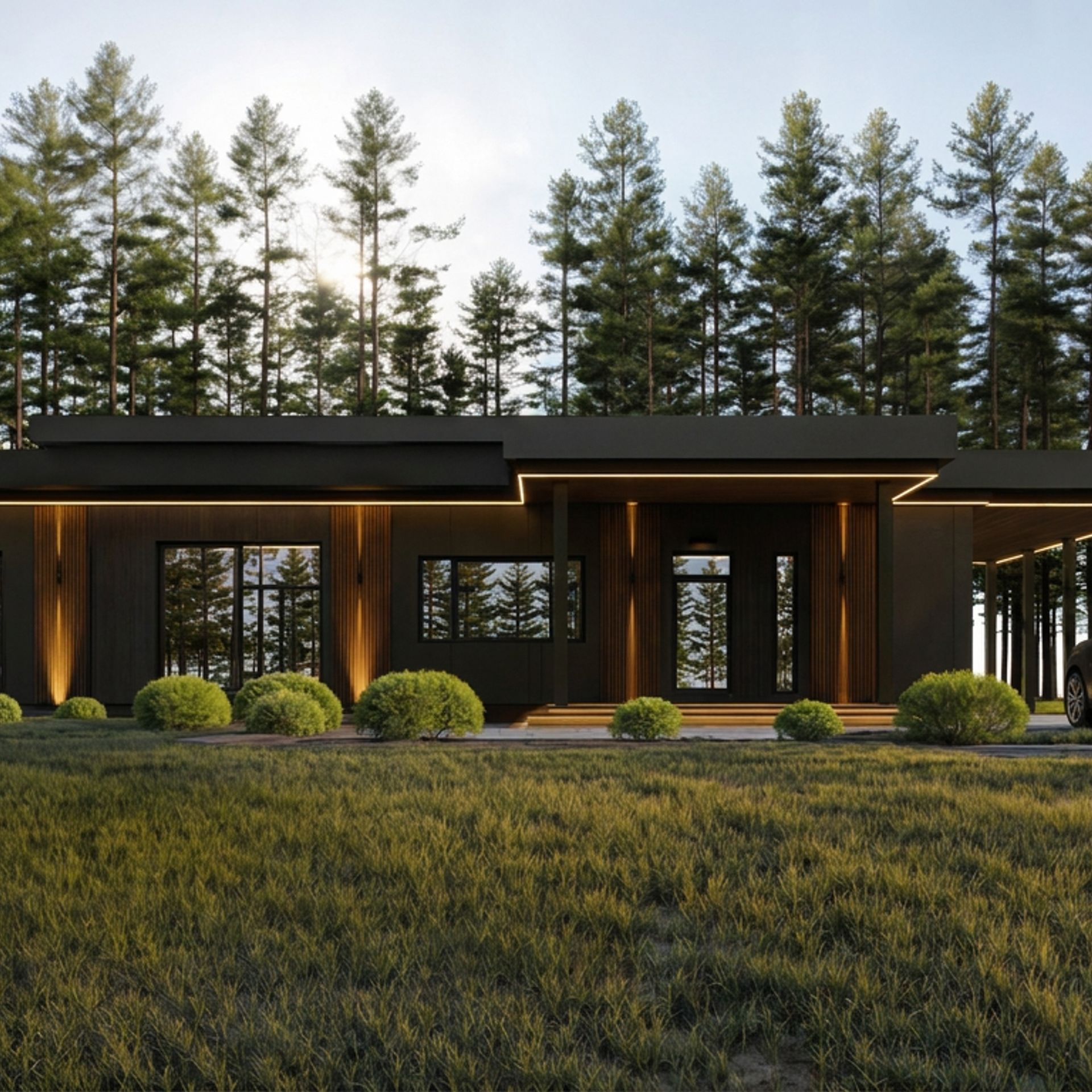 Private House in a Pine Forest by the Lake