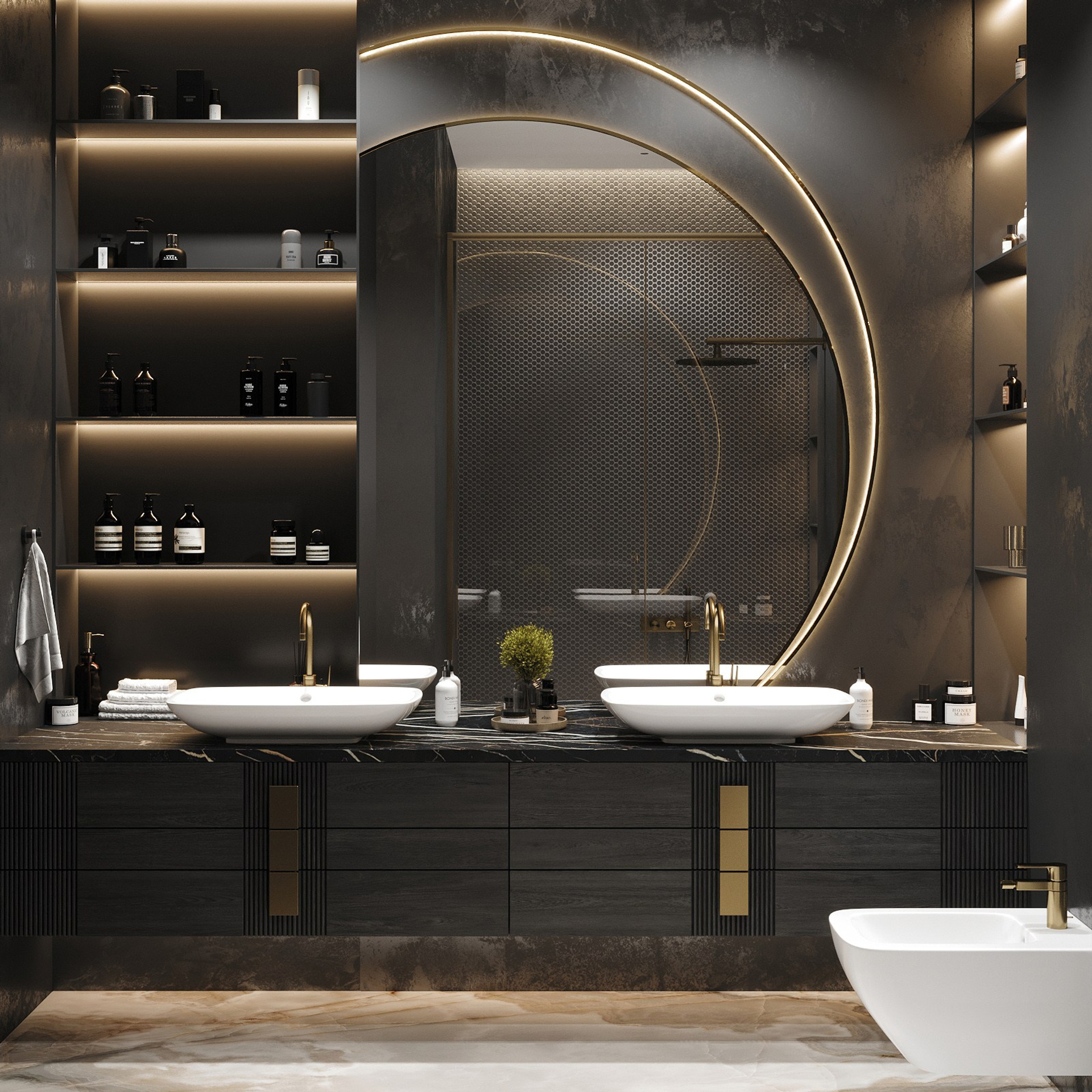 Ванная комната в черном цвете