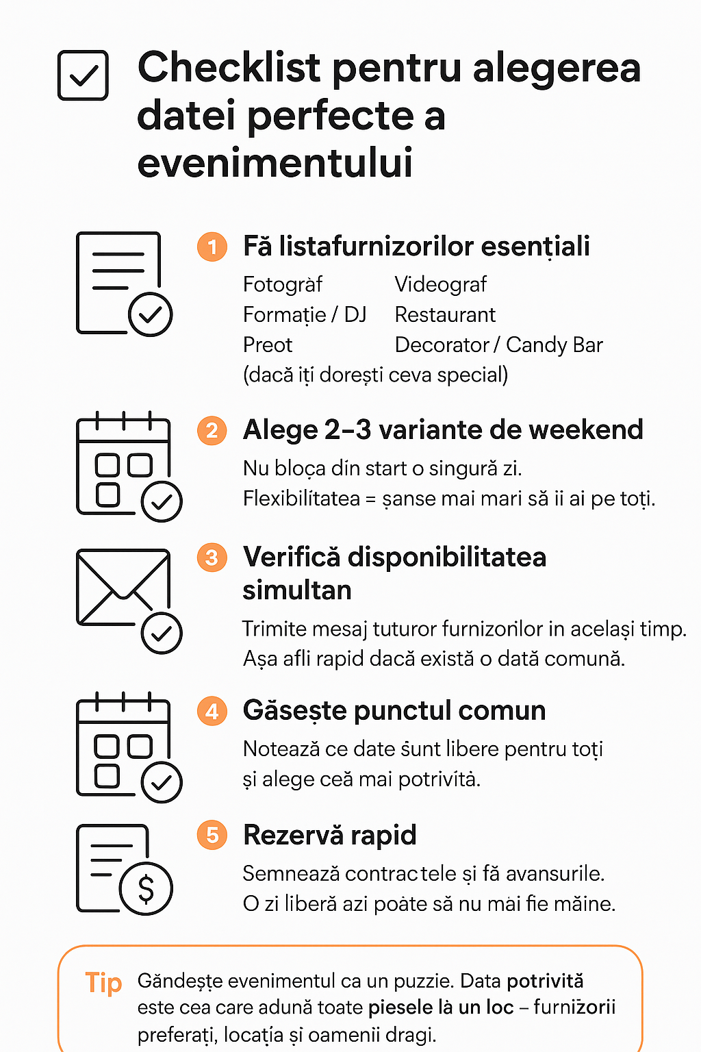 Cum alegi data evenimentului tău pentru a avea cei mai buni furnizori alături